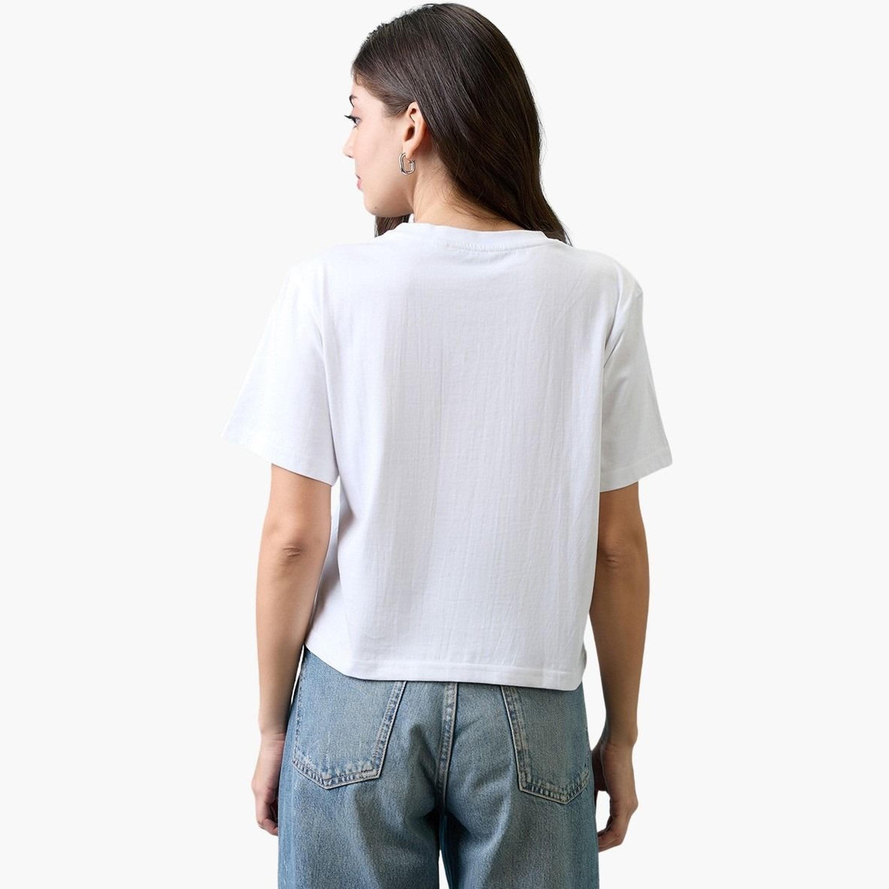 Globus X Styli Women White Graphic Print Round Neck Oversized T-Shirt-women-clothing-tshirts-image-3
