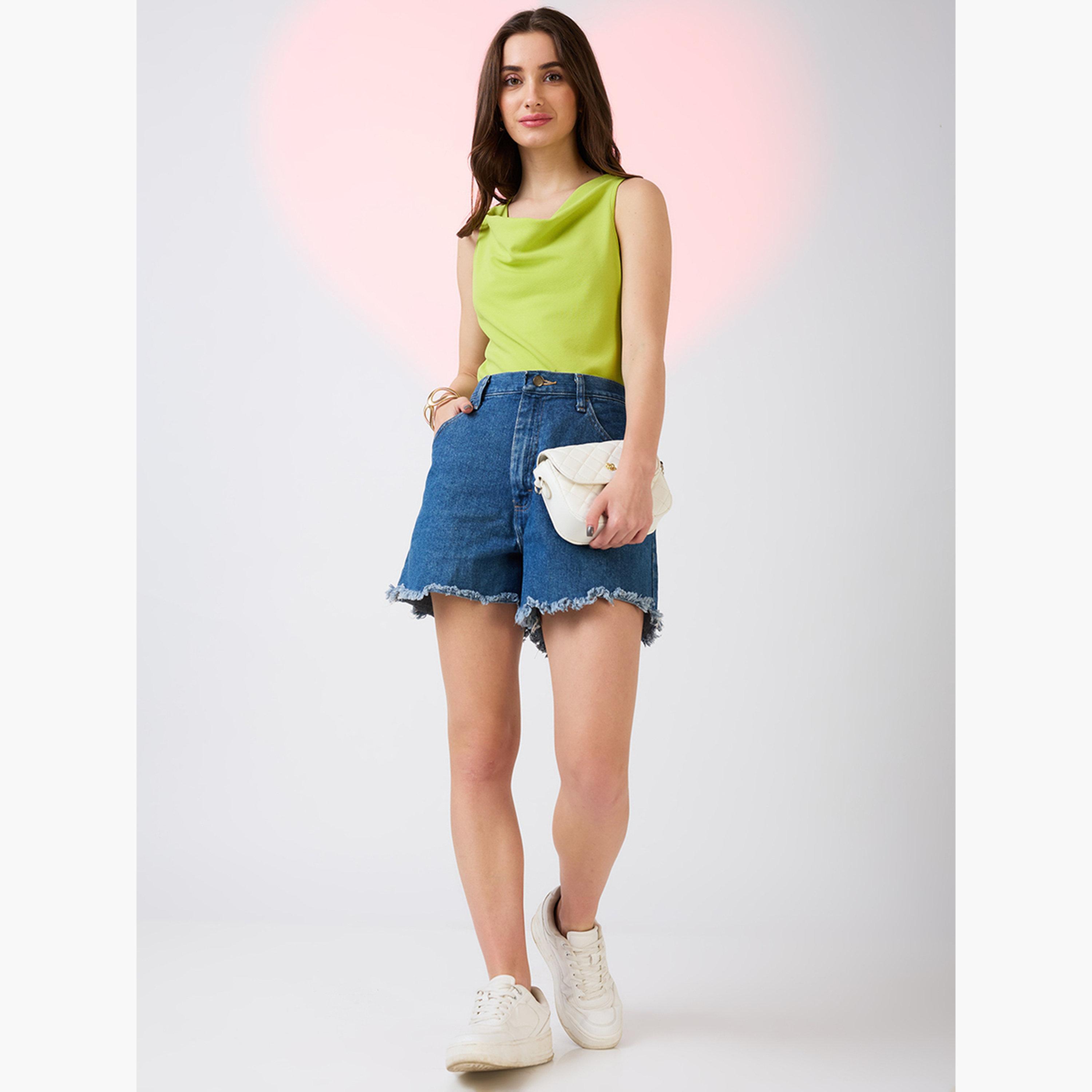 Globus X Styli Women Green Cowl Neck Sleeveless Tank Top-women-clothing-tshirts-image-2