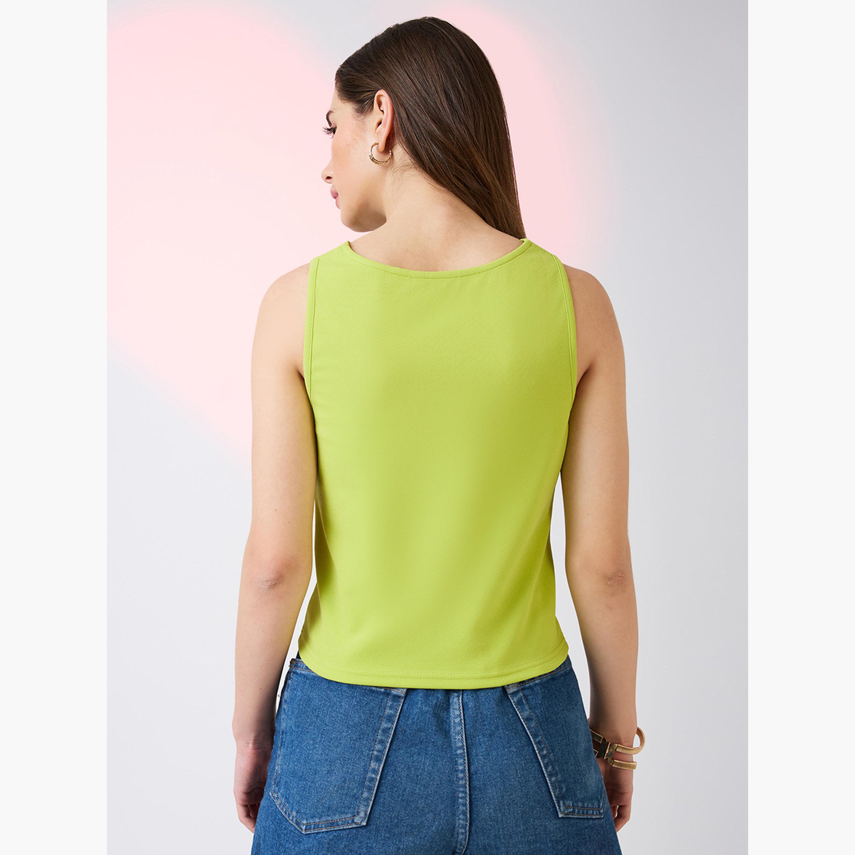 Globus X Styli Women Green Cowl Neck Sleeveless Tank Top-women-clothing-tshirts-image-5