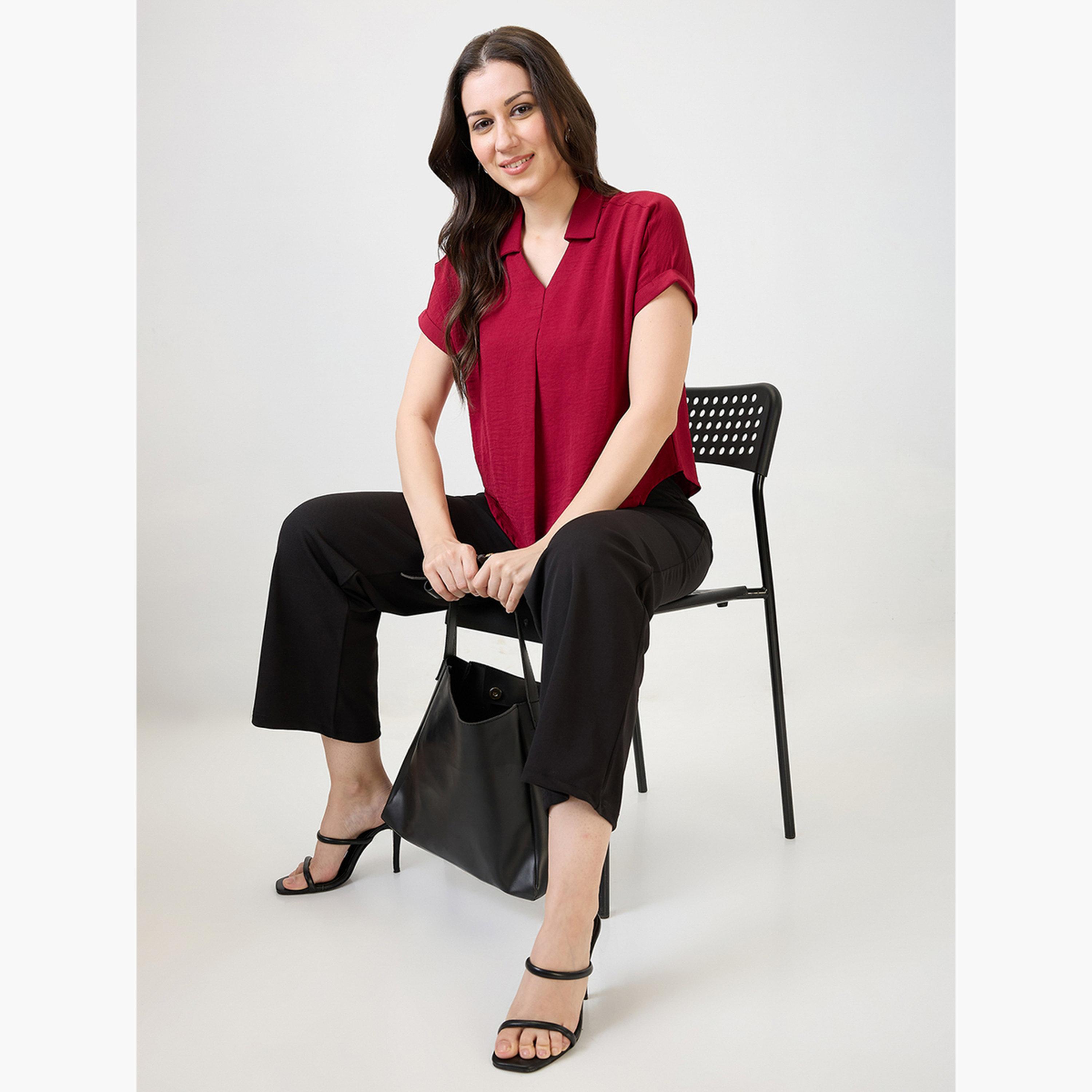 Globus X Styli Women Red Extended Sleeves Top-women-clothing-tshirts-image-2