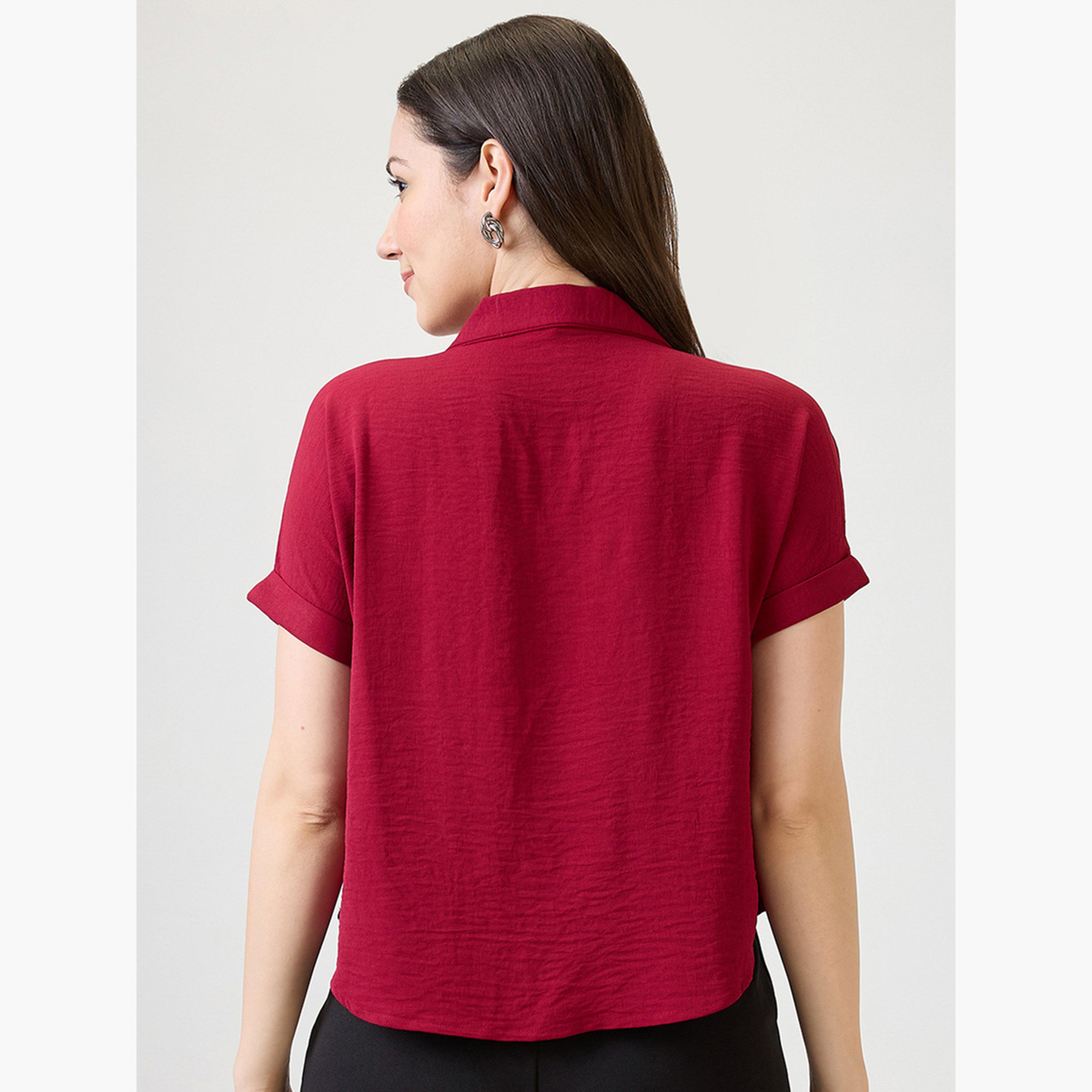 غلوبوس × ستايلي - بلوزة حمراء بأكمام طويلة للنساء-women-clothing-tshirts-image-3