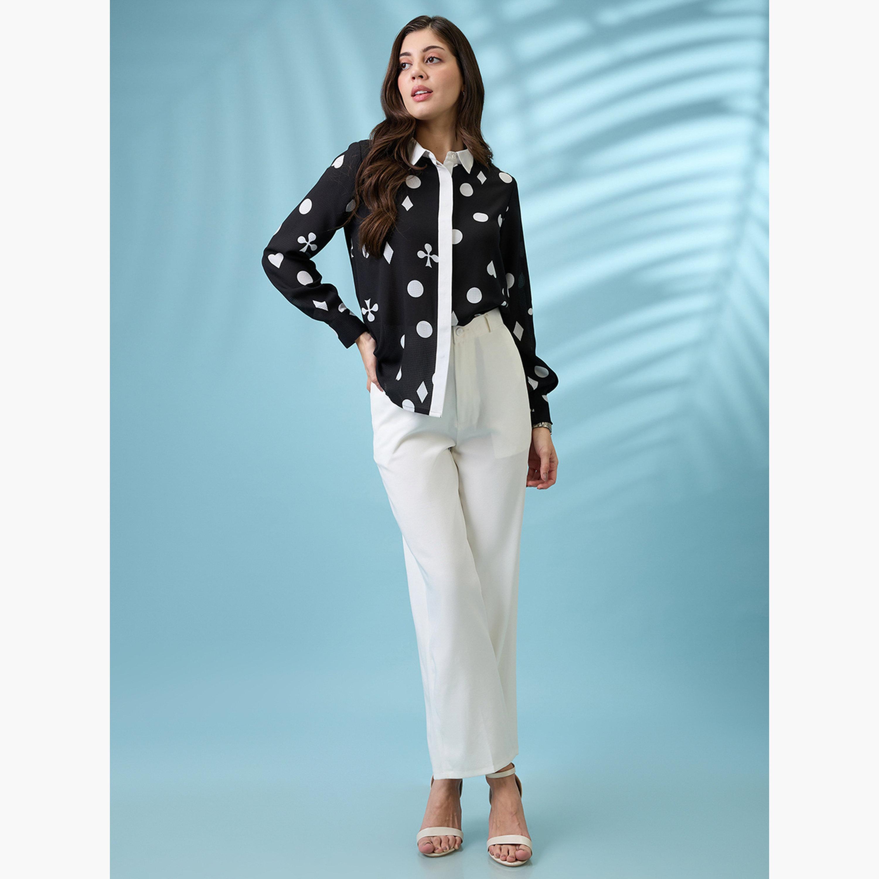 Globus X Styli Women Black Printed Buttoned Shirt-women-clothing-shirtsandblouses-shirts-image-2