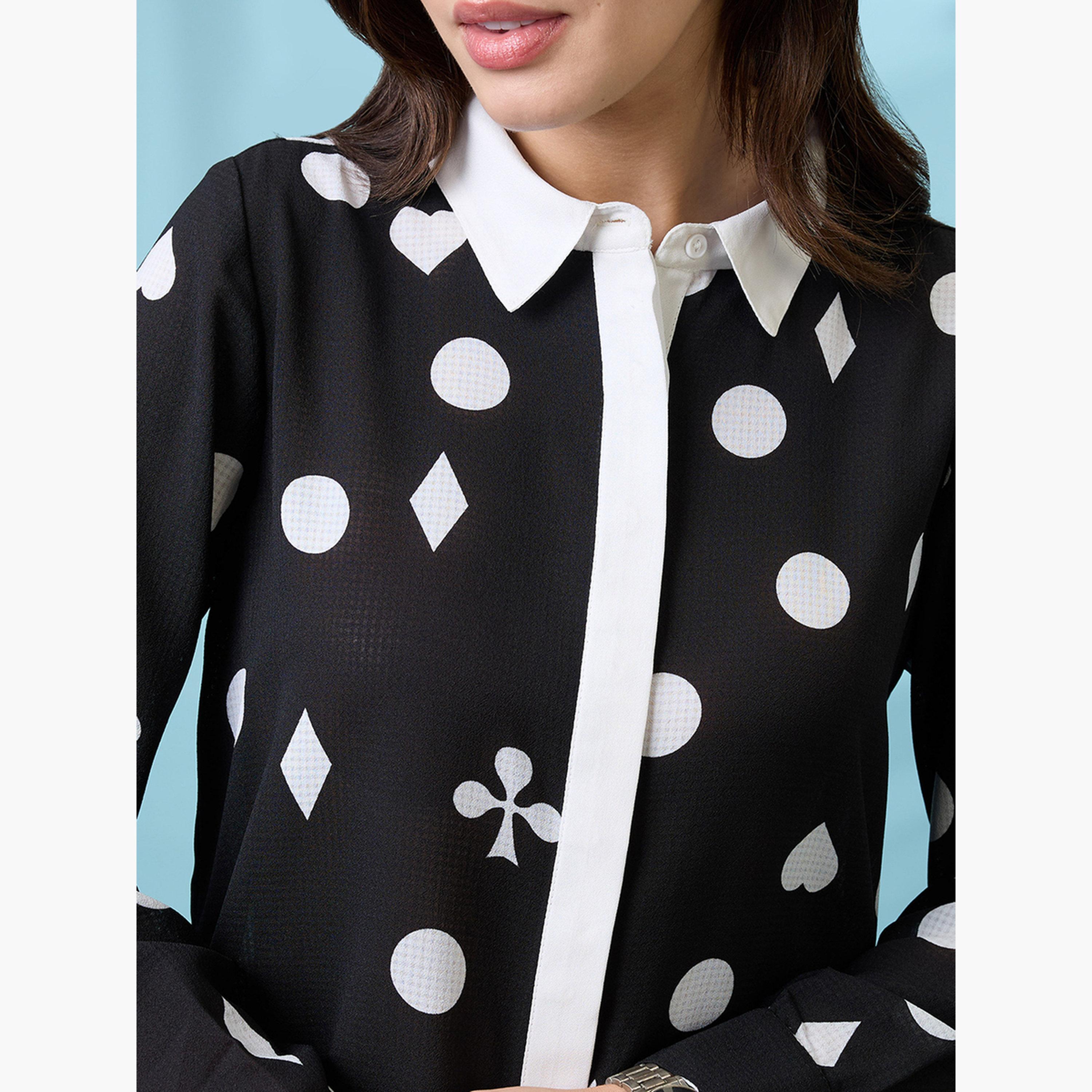 Globus X Styli Women Black Printed Buttoned Shirt-women-clothing-shirtsandblouses-shirts-image-4