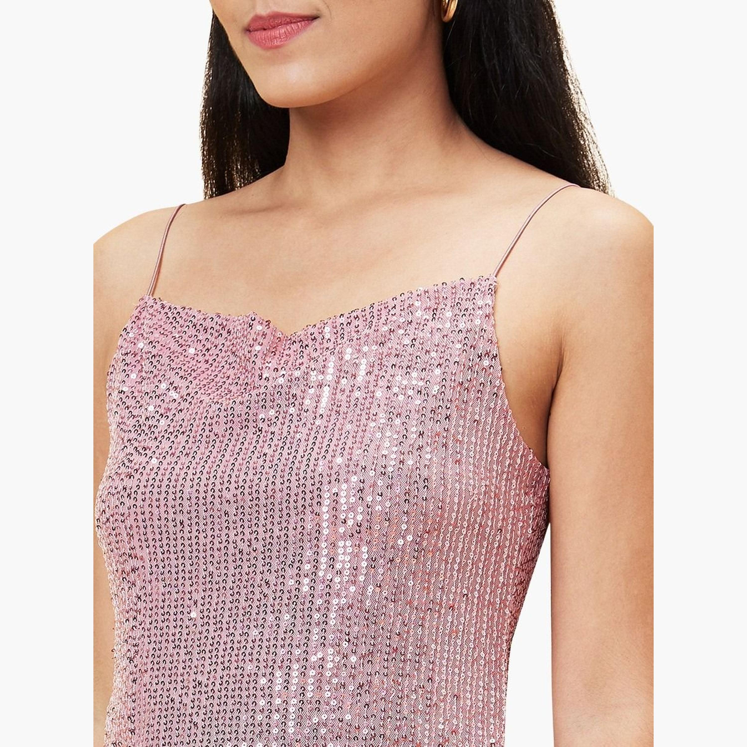 غلوبوس × ستايلي - بلوزة وردية مزينة برقبة دائرية وحمالات للنساء-women-clothing-tshirts-image-5