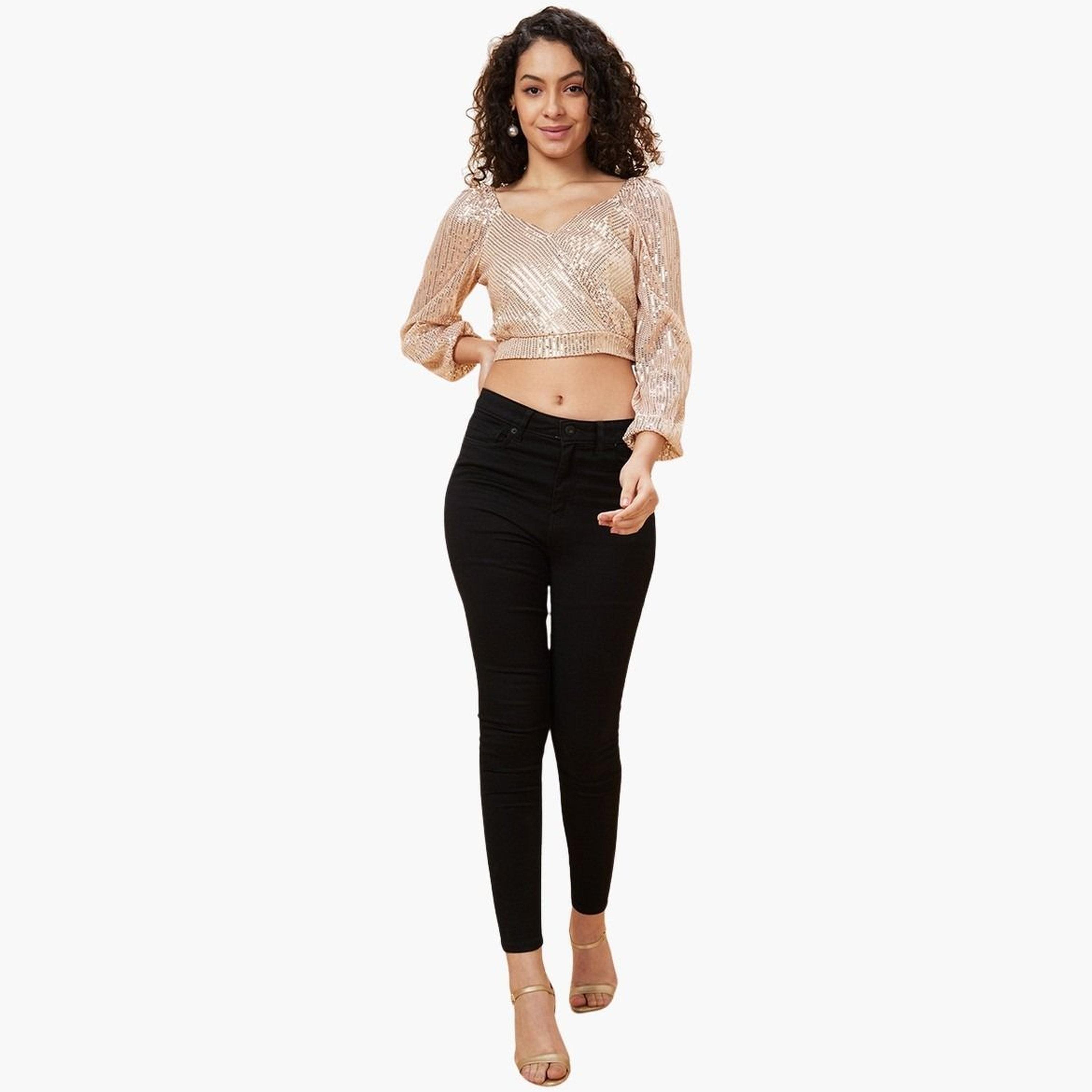 غلوبوس × ستايلي - بلوزة قصيرة مزينة على شكل قلب باللون البيج للنساء-women-clothing-tshirts-image-2