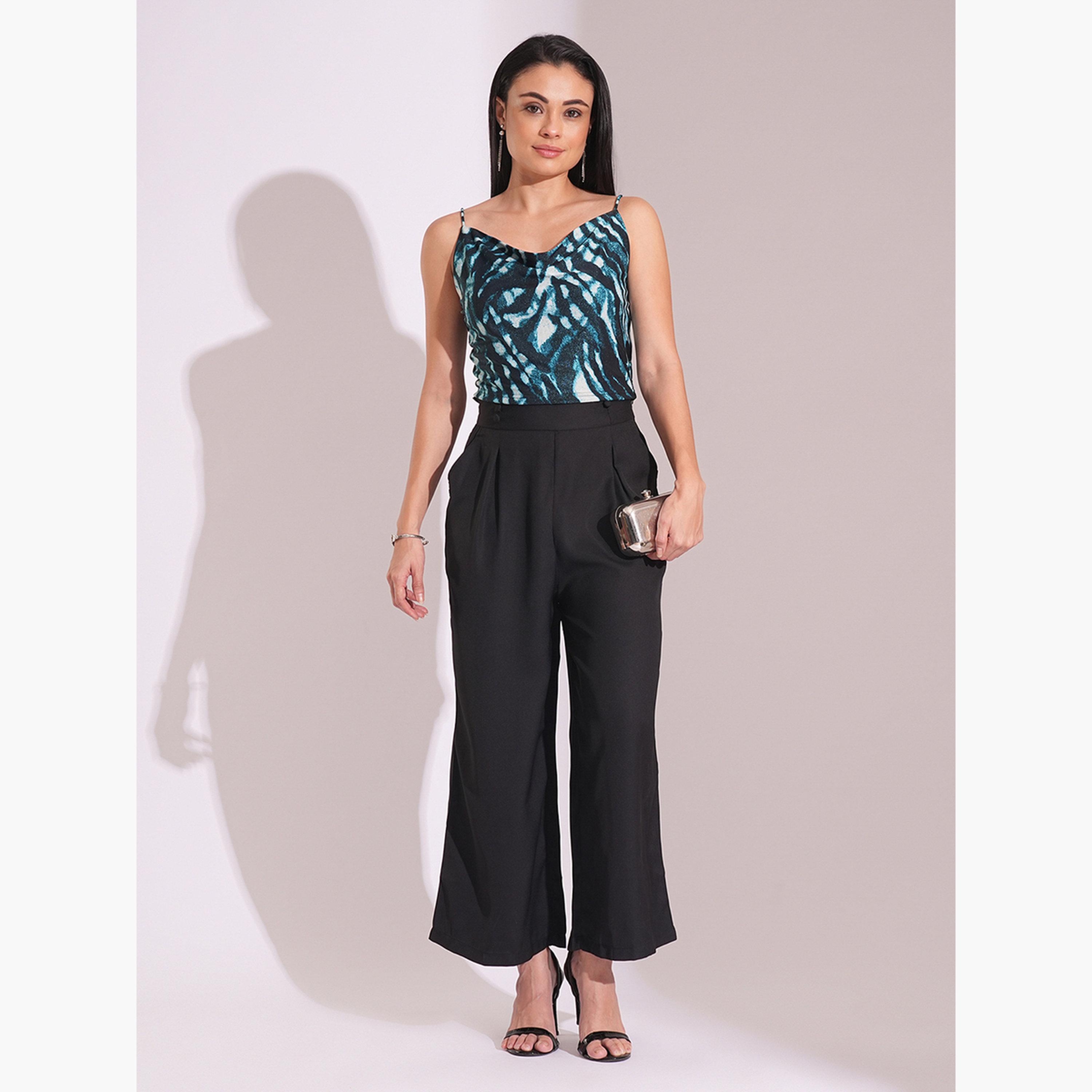 غلوبوس × ستايلي - بلوزة خضراء مطبوعة برقبة دائرية وحمالات للنساء-women-clothing-tshirts-image-2