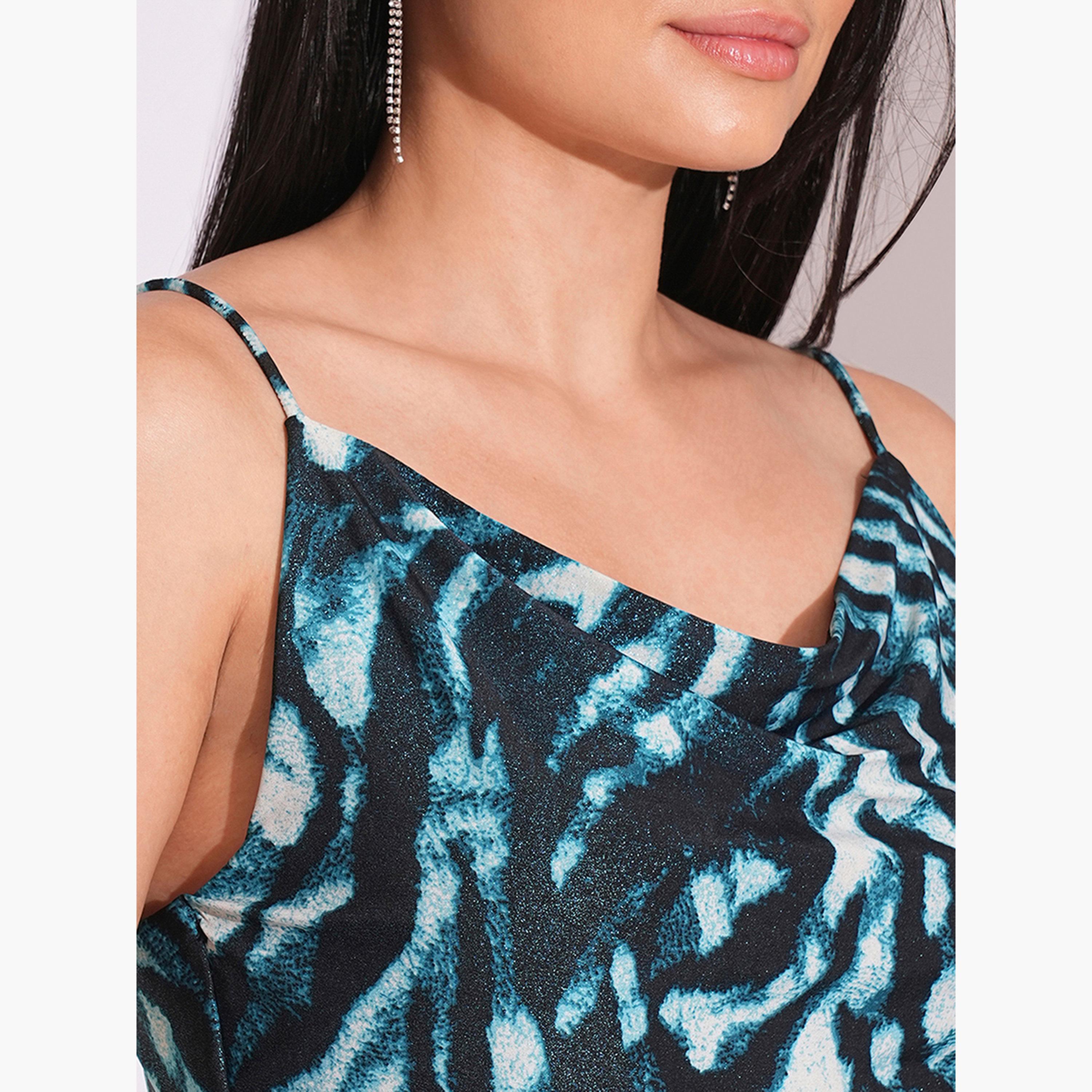 غلوبوس × ستايلي - بلوزة خضراء مطبوعة برقبة دائرية وحمالات للنساء-women-clothing-tshirts-image-4