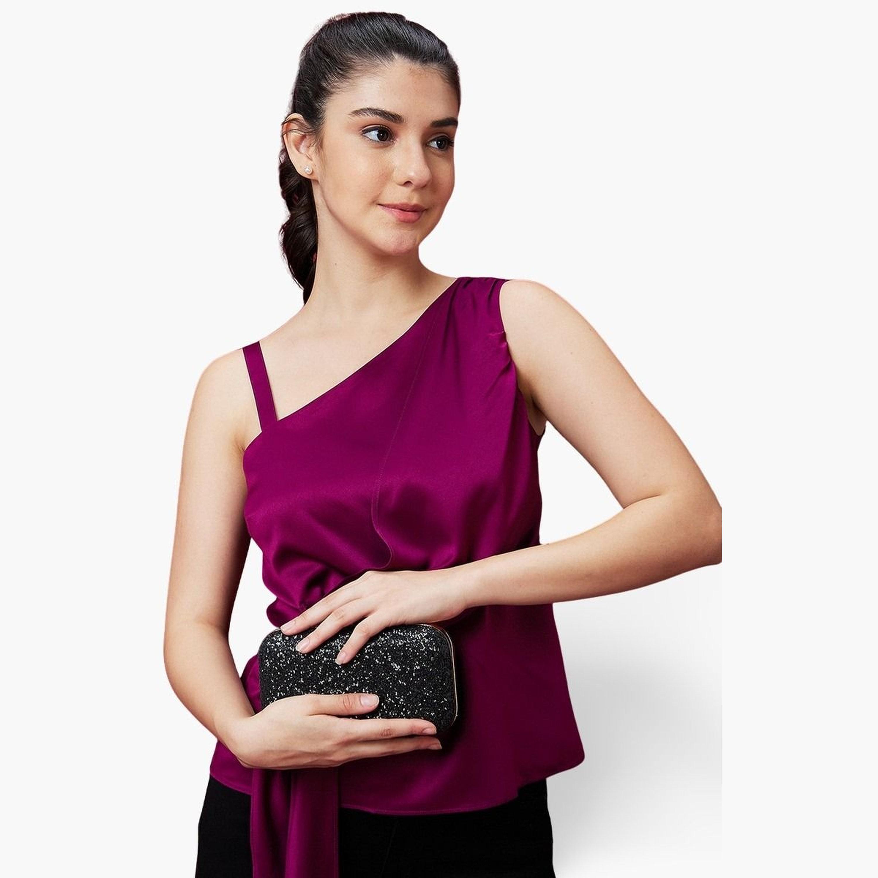 Globus X Styli Women Wine Strappy One Shoulder Top-women-clothing-shirtsandblouses-blouses-image-1