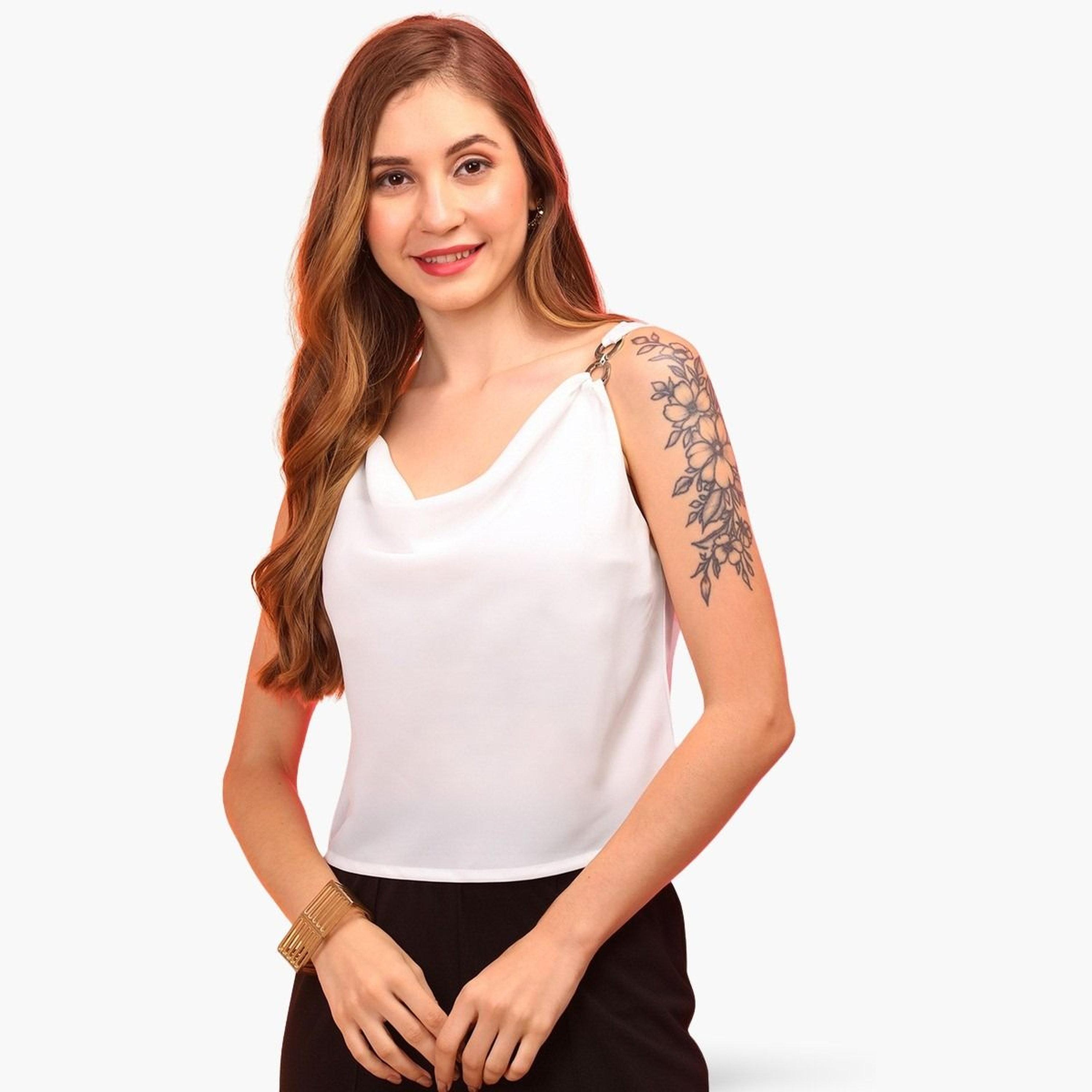 Globus X Styli Women White Cowl Neck Strappy Top-women-clothing-shirtsandblouses-blouses-image-1