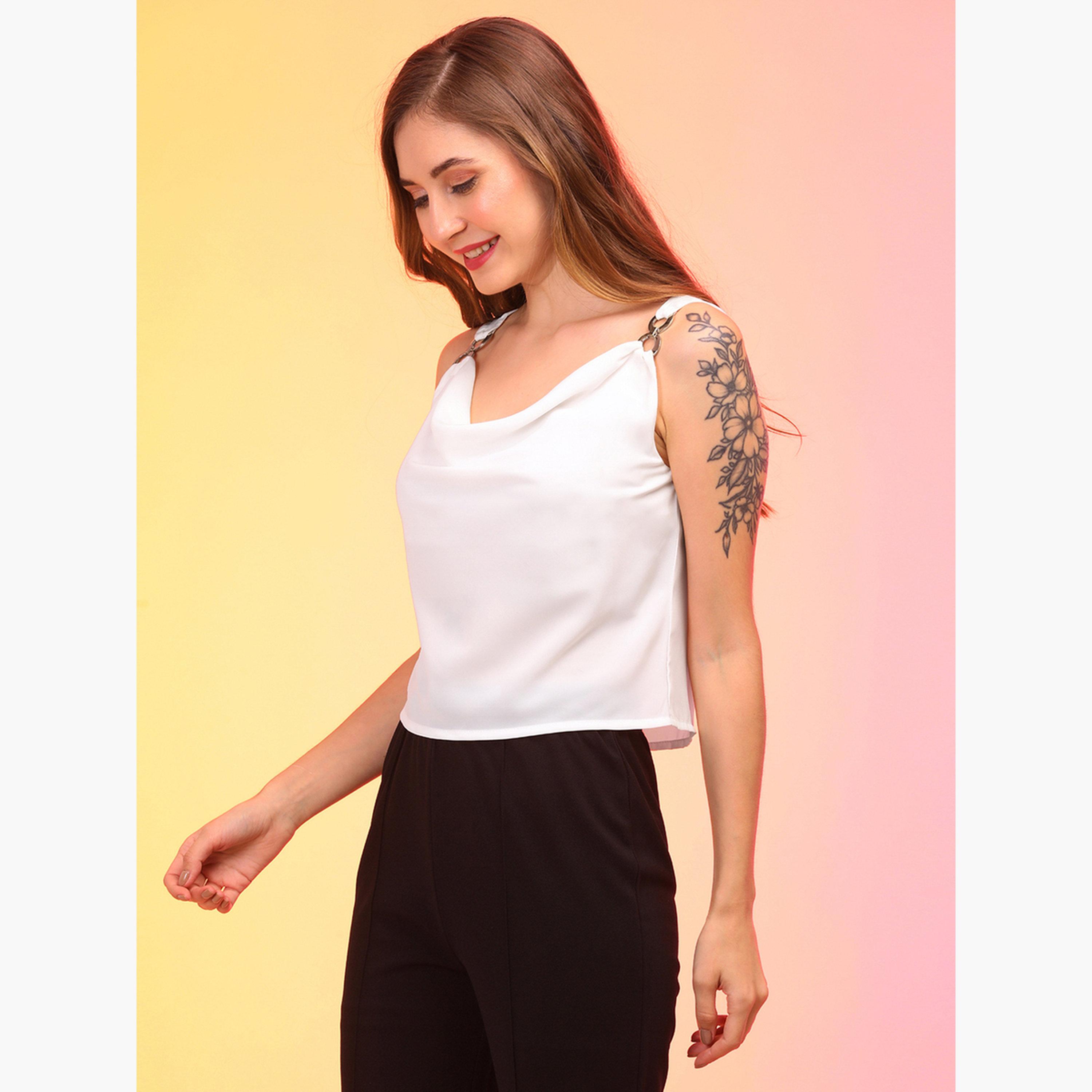 Globus X Styli Women White Cowl Neck Strappy Top-women-clothing-shirtsandblouses-blouses-image-4