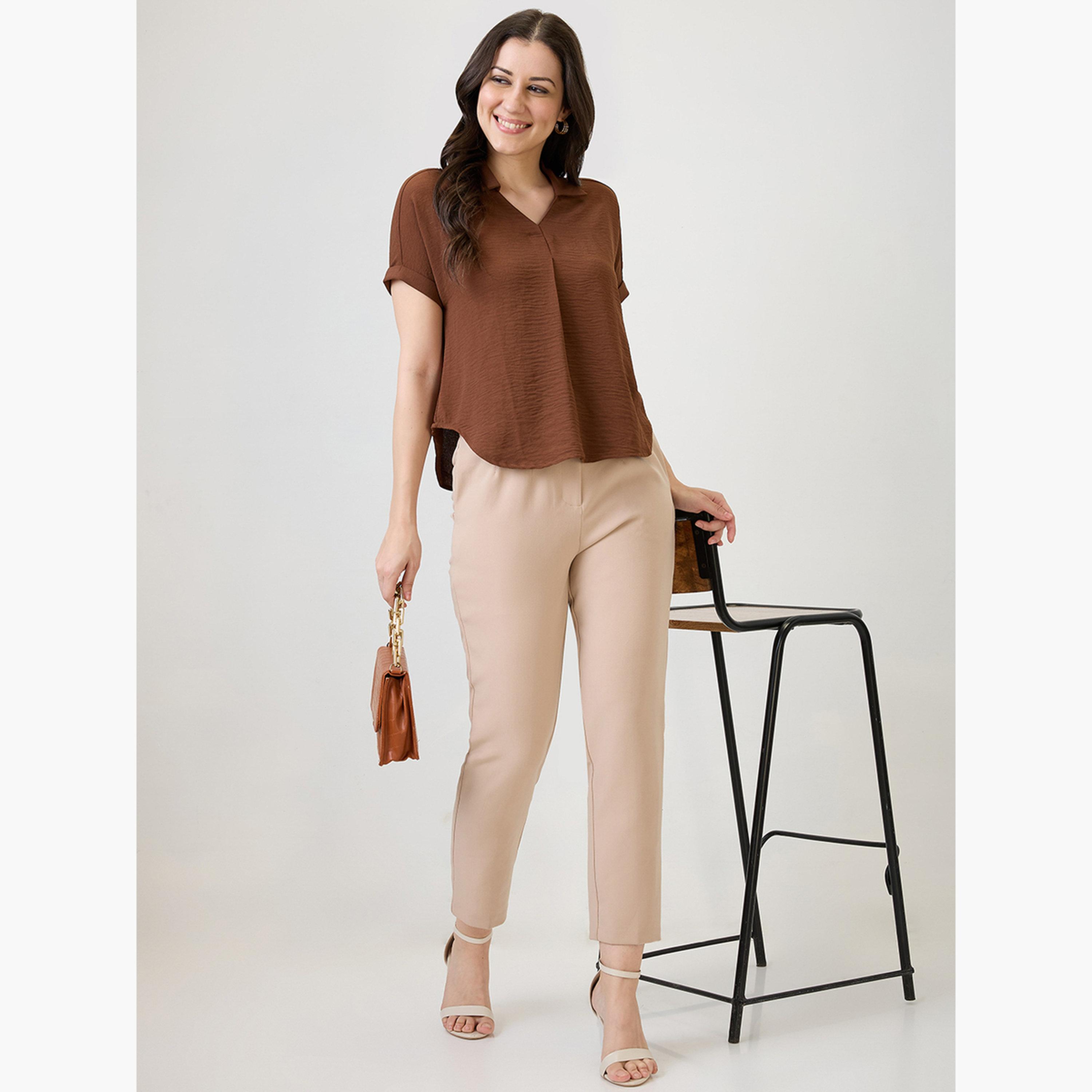 Globus X Styli Brown Short Sleeve Top-women-clothing-shirtsandblouses-blouses-image-2