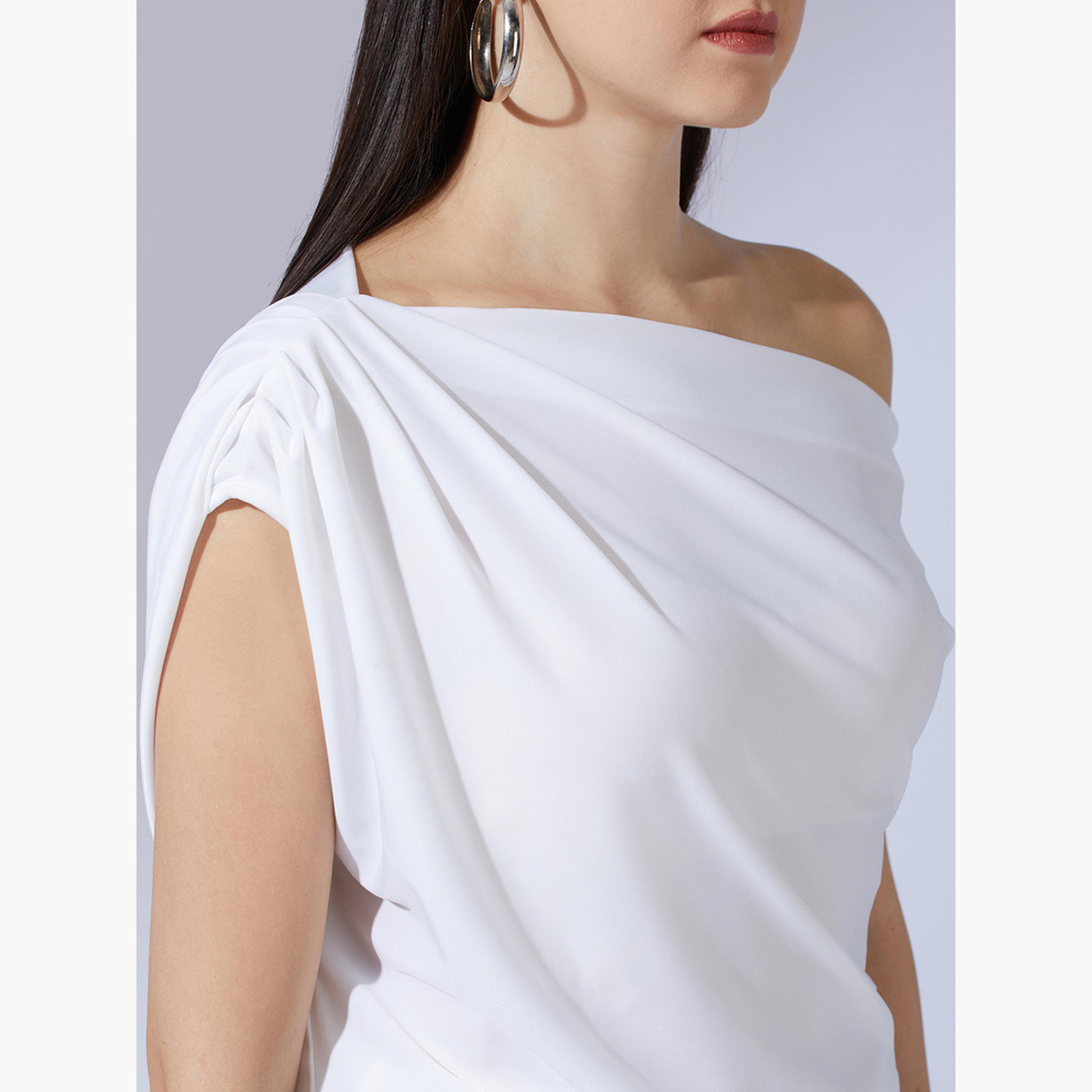 غلوبوس × ستايلي - بلوزة بيضاء بدون أكمام بكتف واحد للنساء-women-clothing-tshirts-image-4