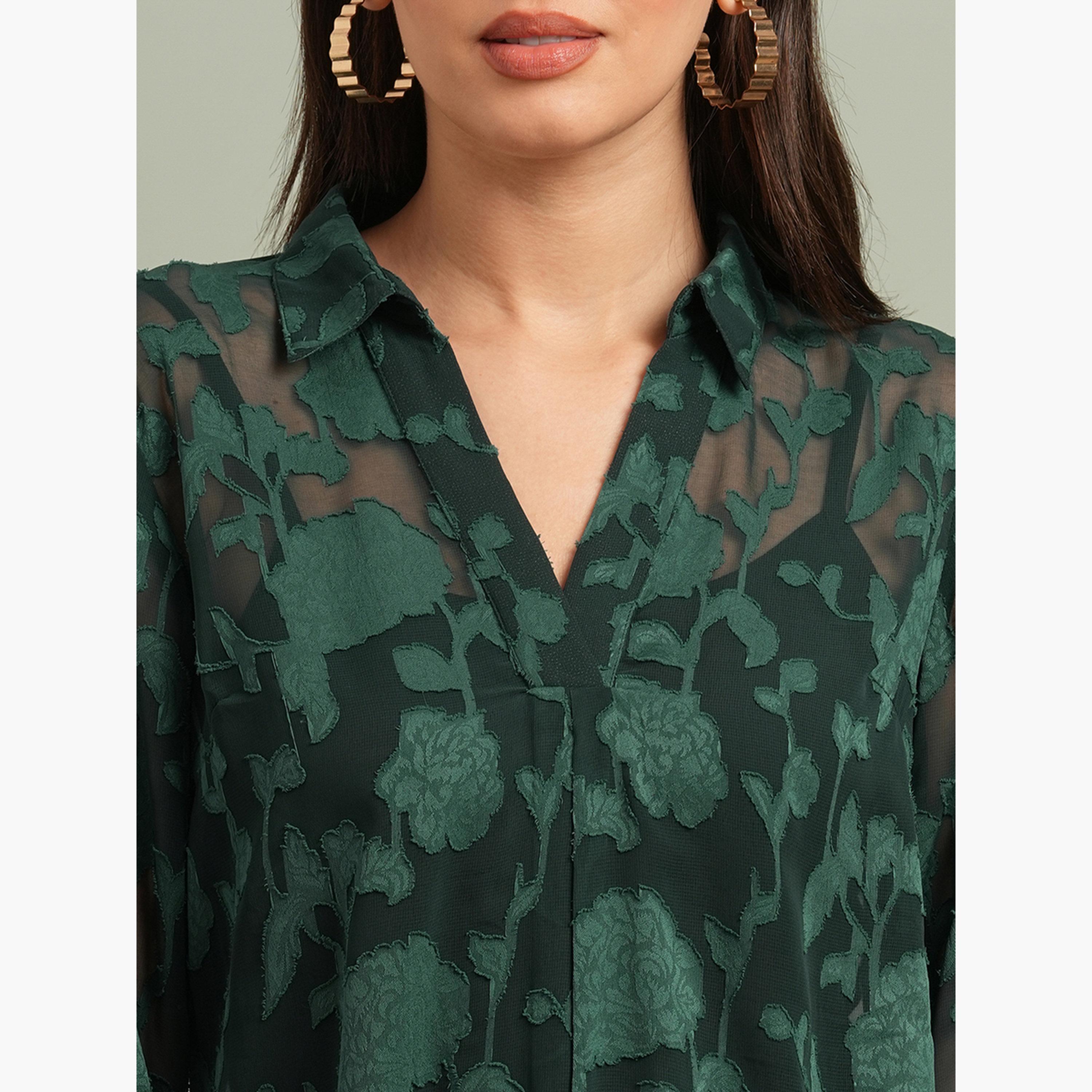 Globus X Styli Emerald Green Floral Long Sleeve Top-women-clothing-shirtsandblouses-blouses-image-5