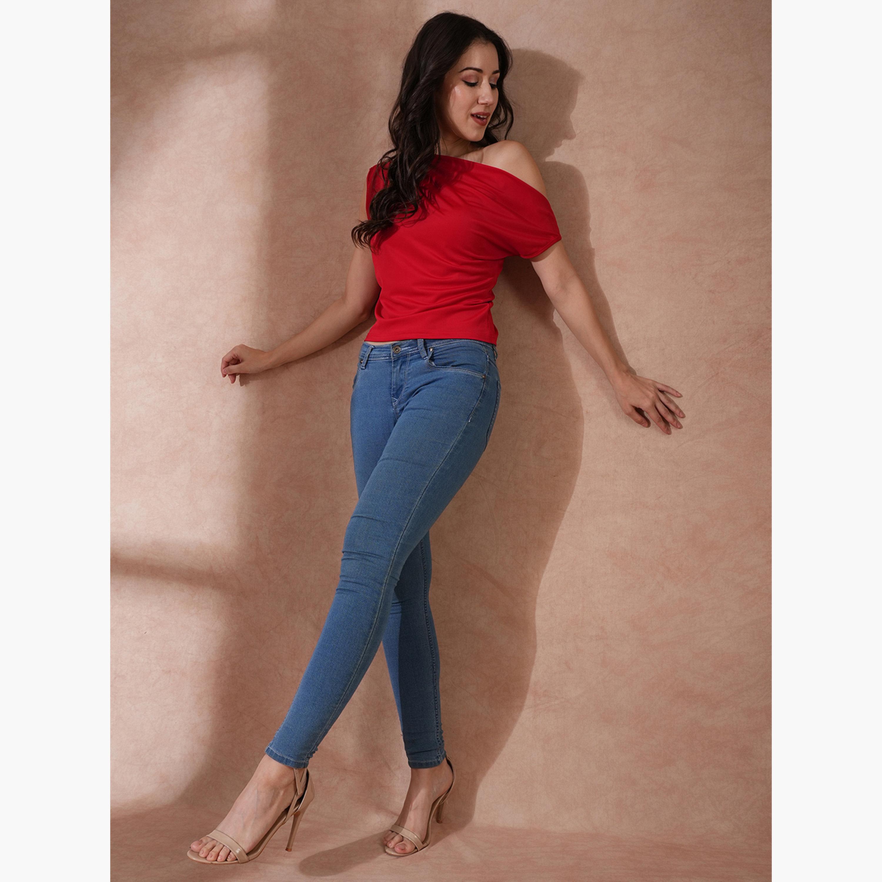 غلوبوس × ستايلي - بلوزة حمراء بكتف واحد للنساء-women-clothing-tshirts-image-2