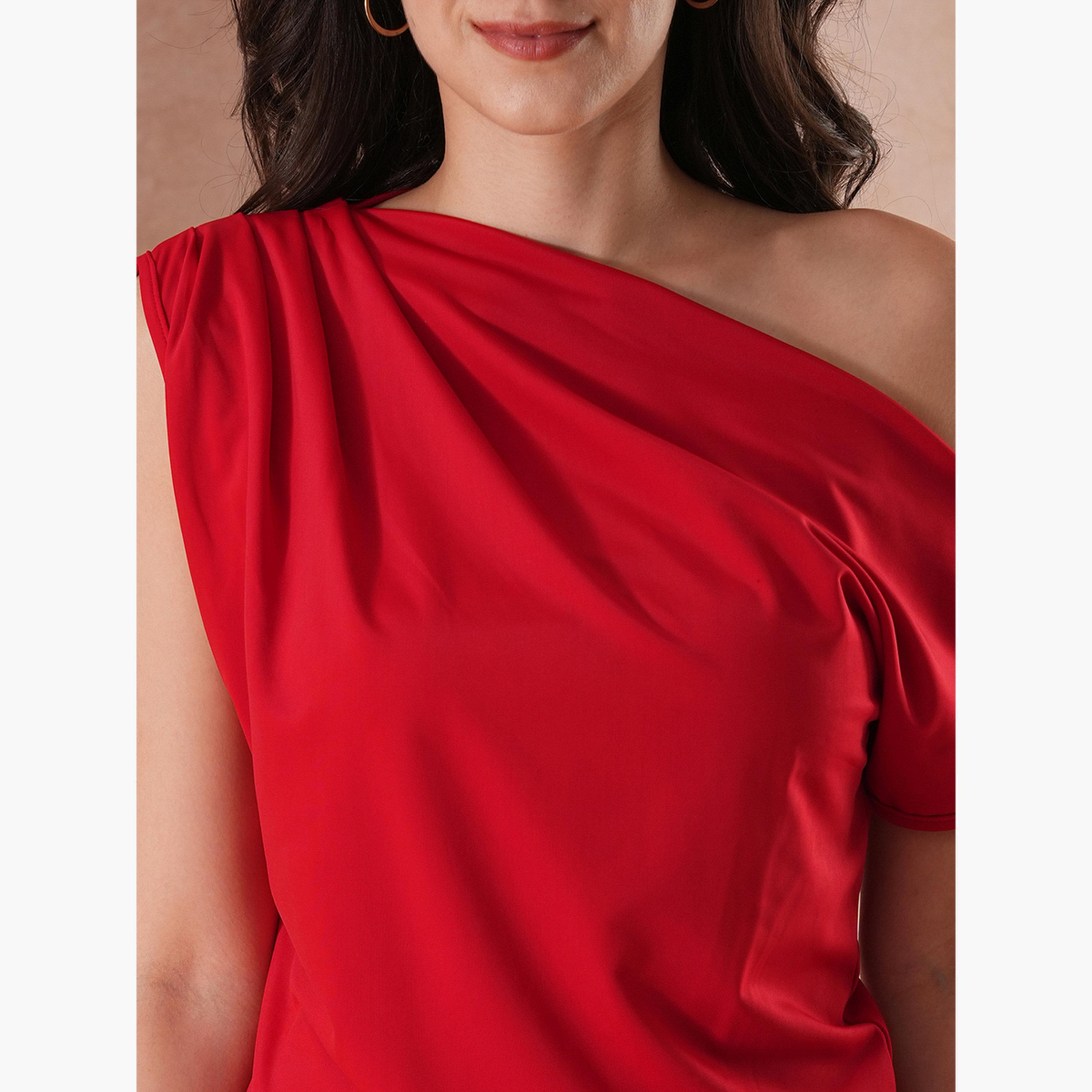 غلوبوس × ستايلي - بلوزة حمراء بكتف واحد للنساء-women-clothing-tshirts-image-4
