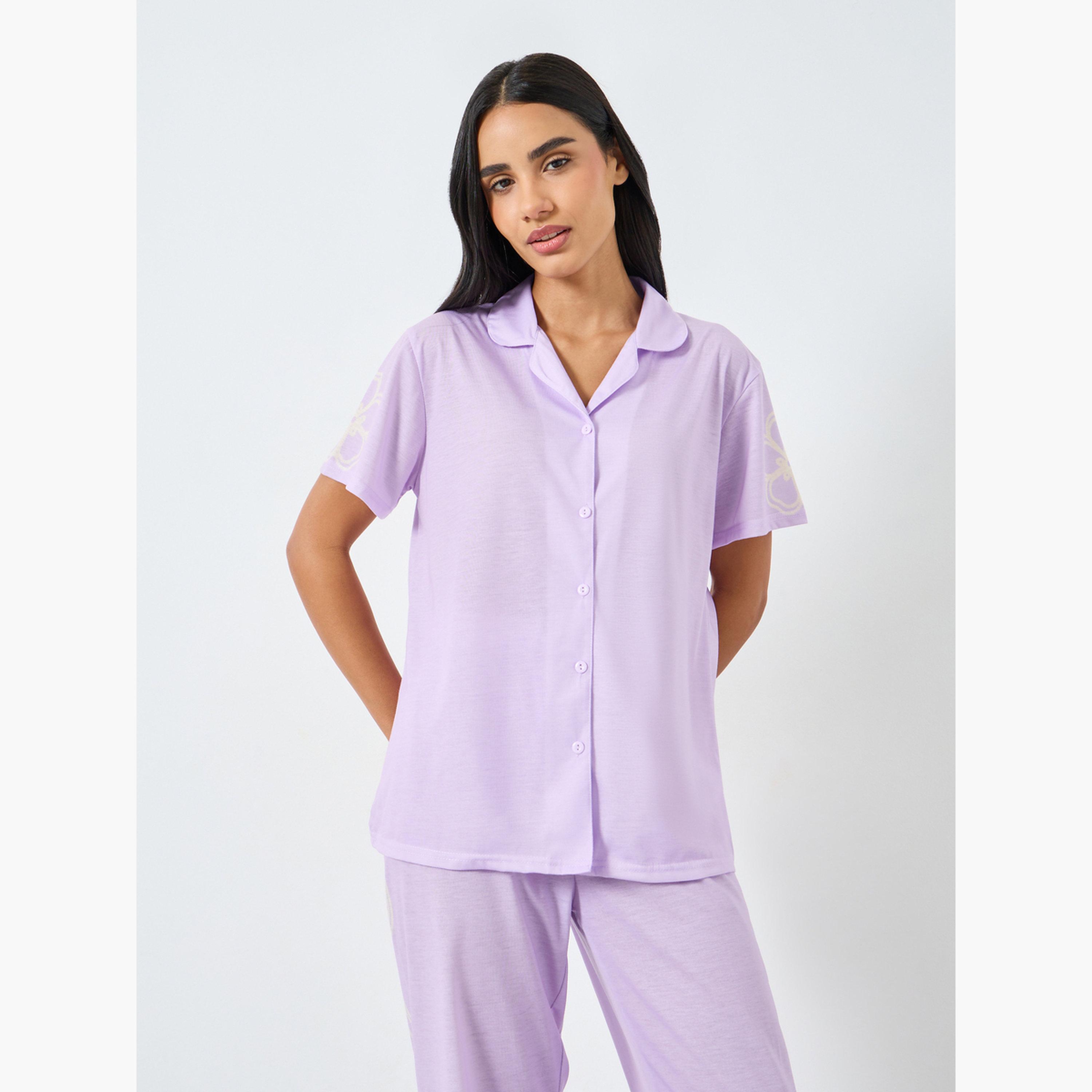 طقم بيجاما من بنطال وقميص بطبعة زهور-women-clothing-nightwear-pyjamas-longsets-image-2