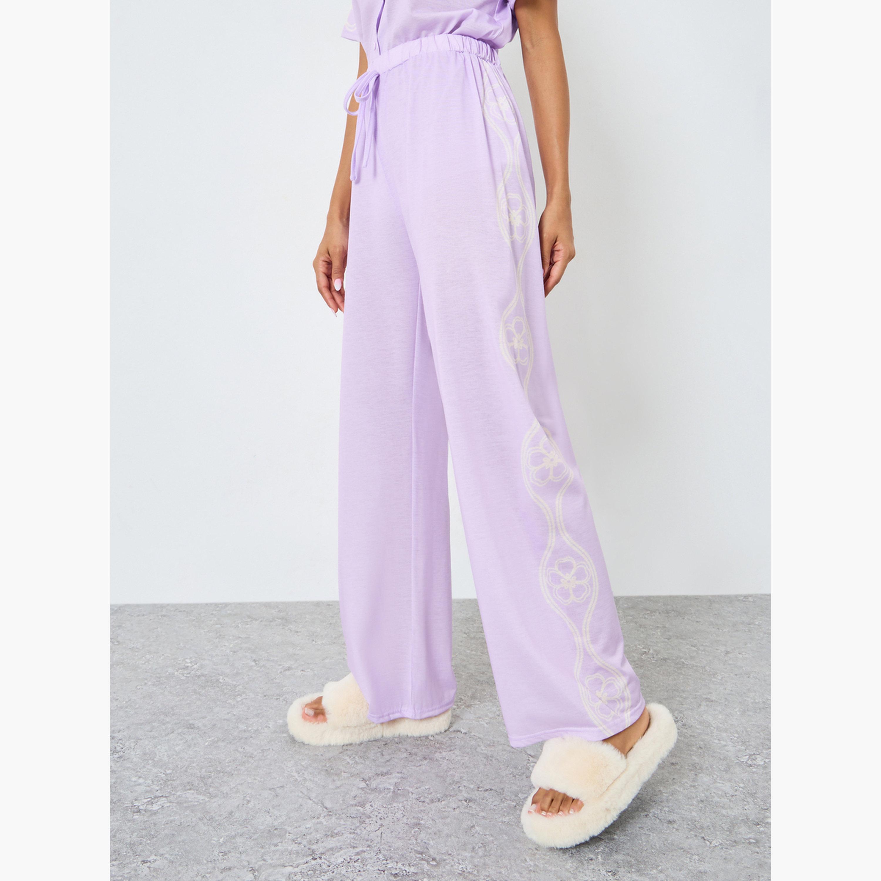 طقم بيجاما من بنطال وقميص بطبعة زهور-women-clothing-nightwear-pyjamas-longsets-image-4