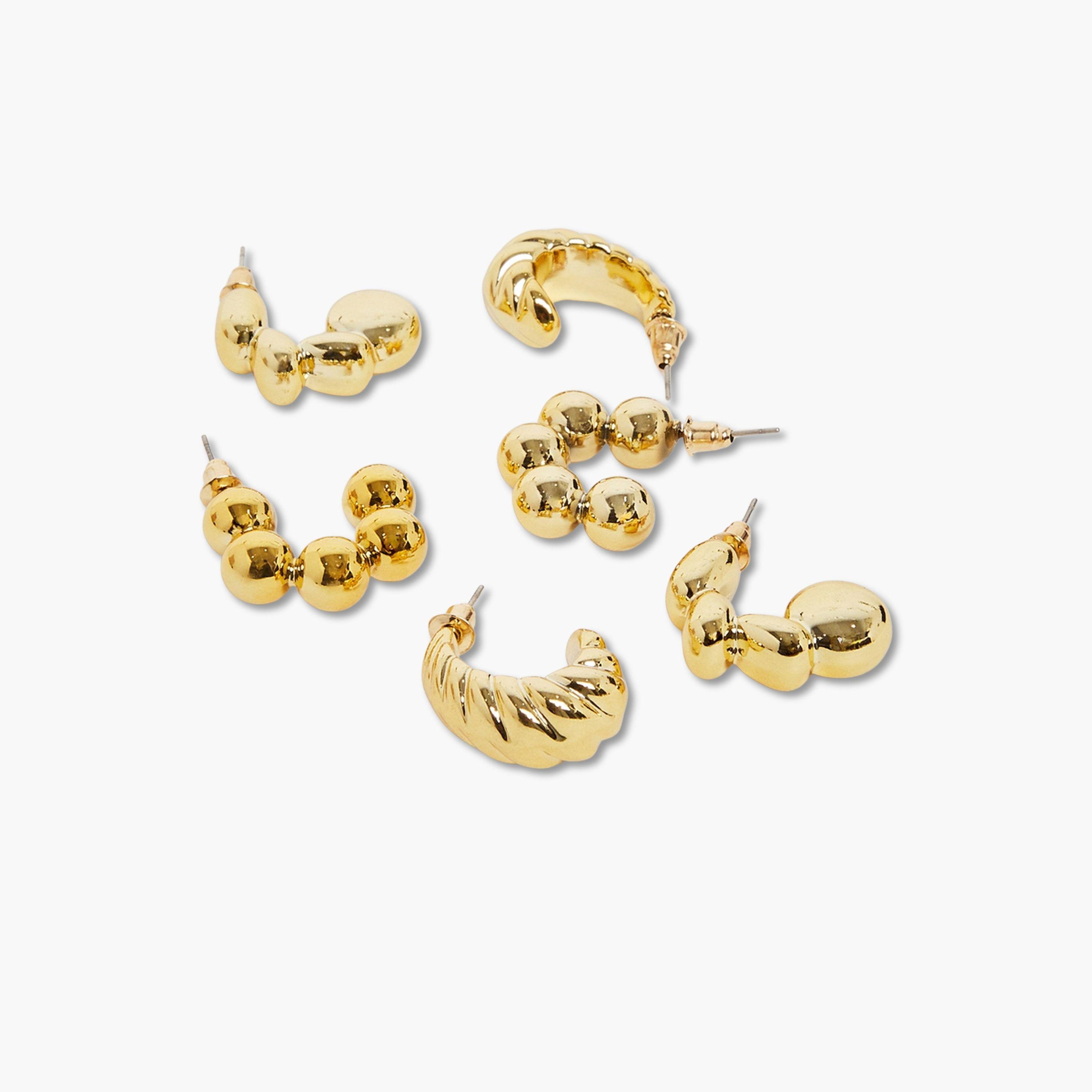 Styli Pack of 6 - Gold Tone Embellished Earrings-women-watchesandjewellery-jewellery-earrings-image-3