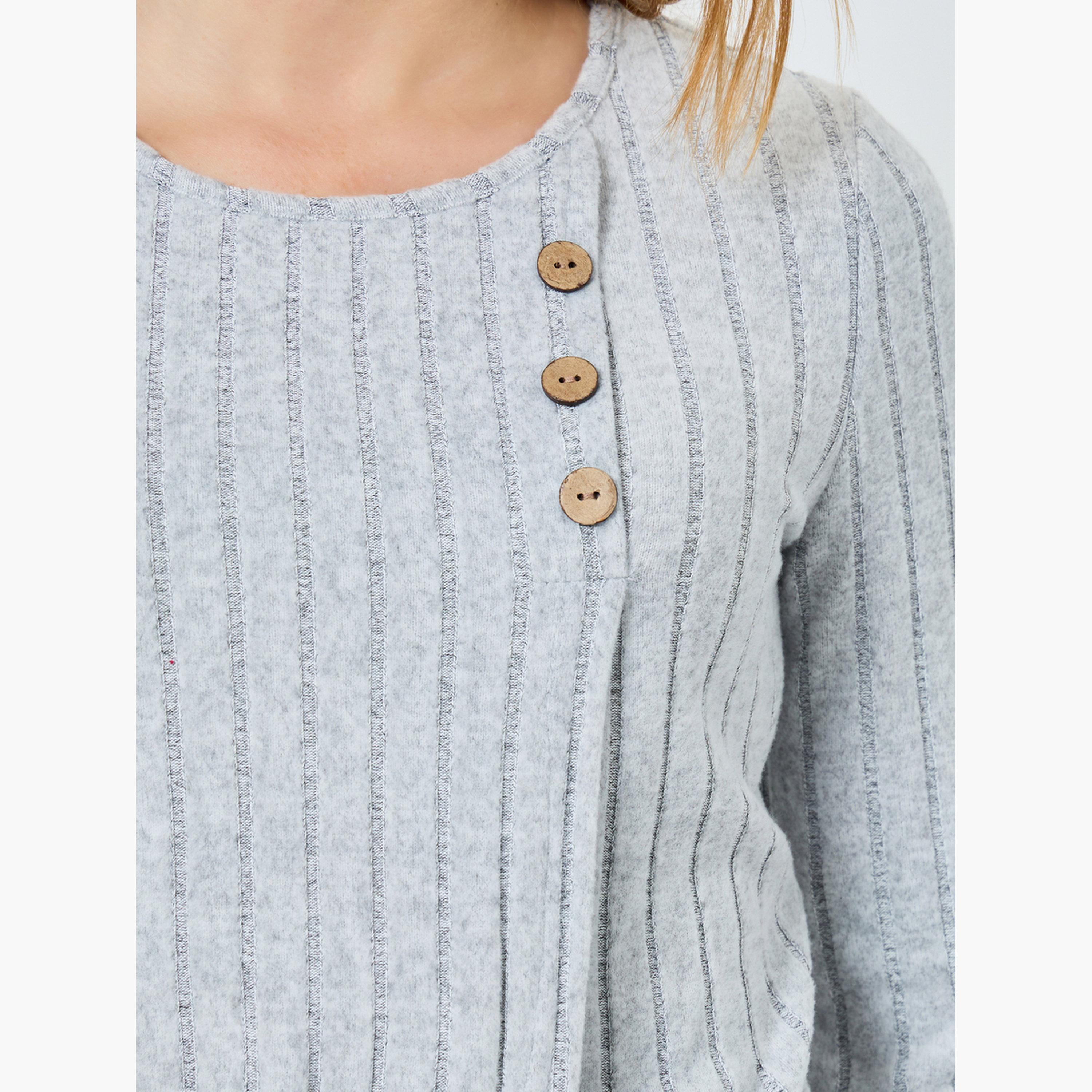 بلوزة مضلعة بتفاصيل أزرار جانبية-women-clothing-shirtsandblouses-blouses-image-3
