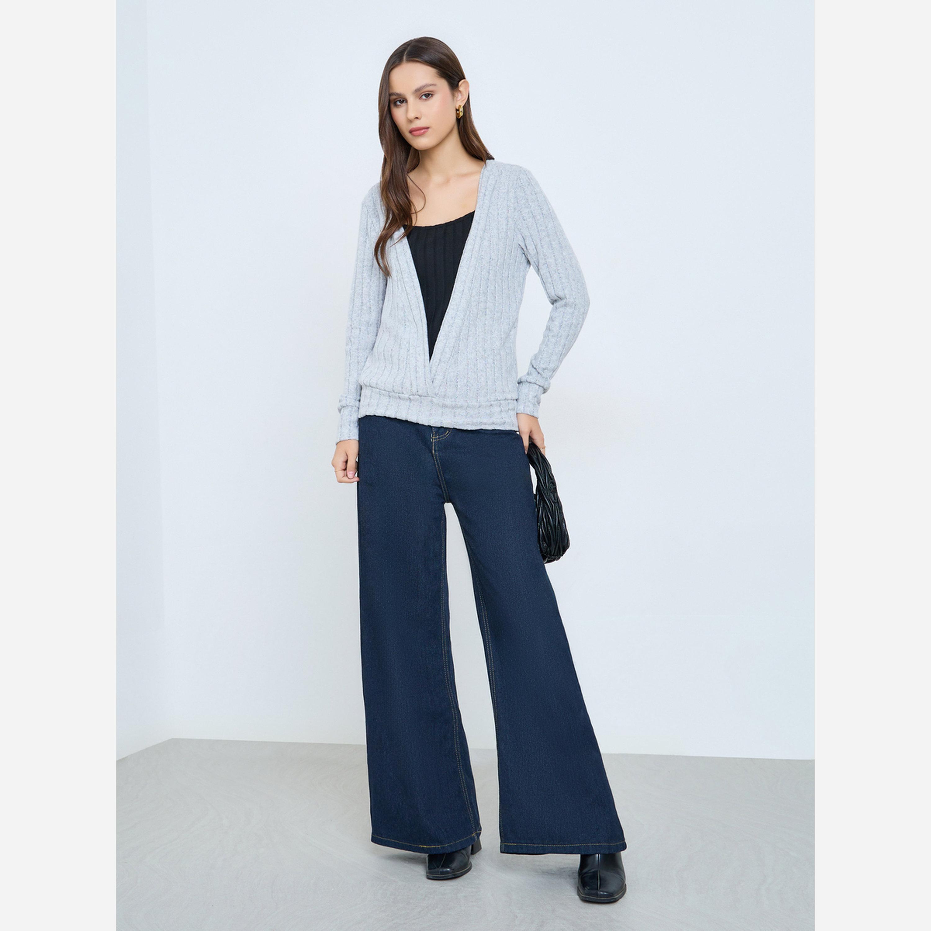 Take Two Women Grey Ribbed Knit Top-women-clothing-shirtsandblouses-blouses-image-2