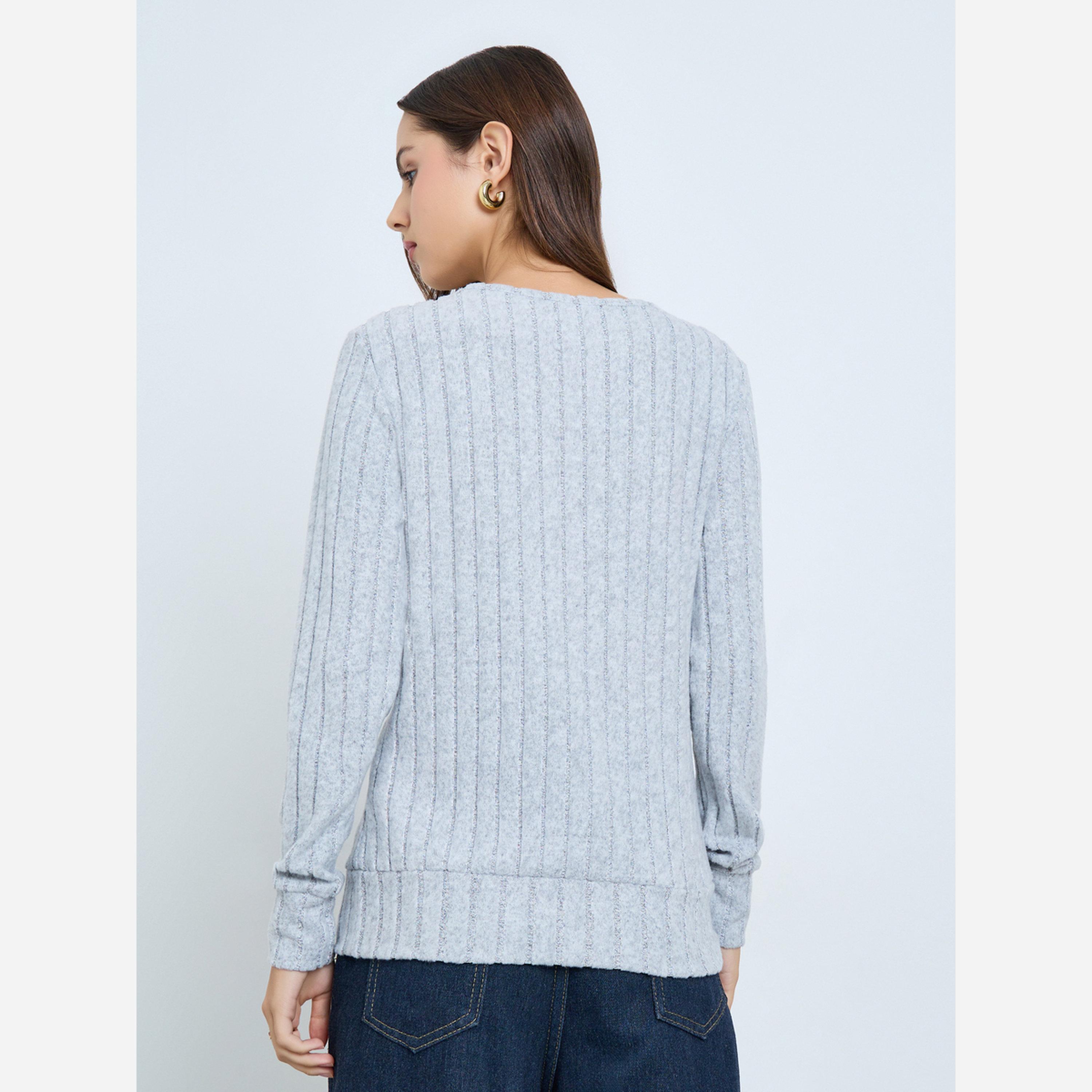 Take Two Women Grey Ribbed Knit Top-women-clothing-shirtsandblouses-blouses-image-4