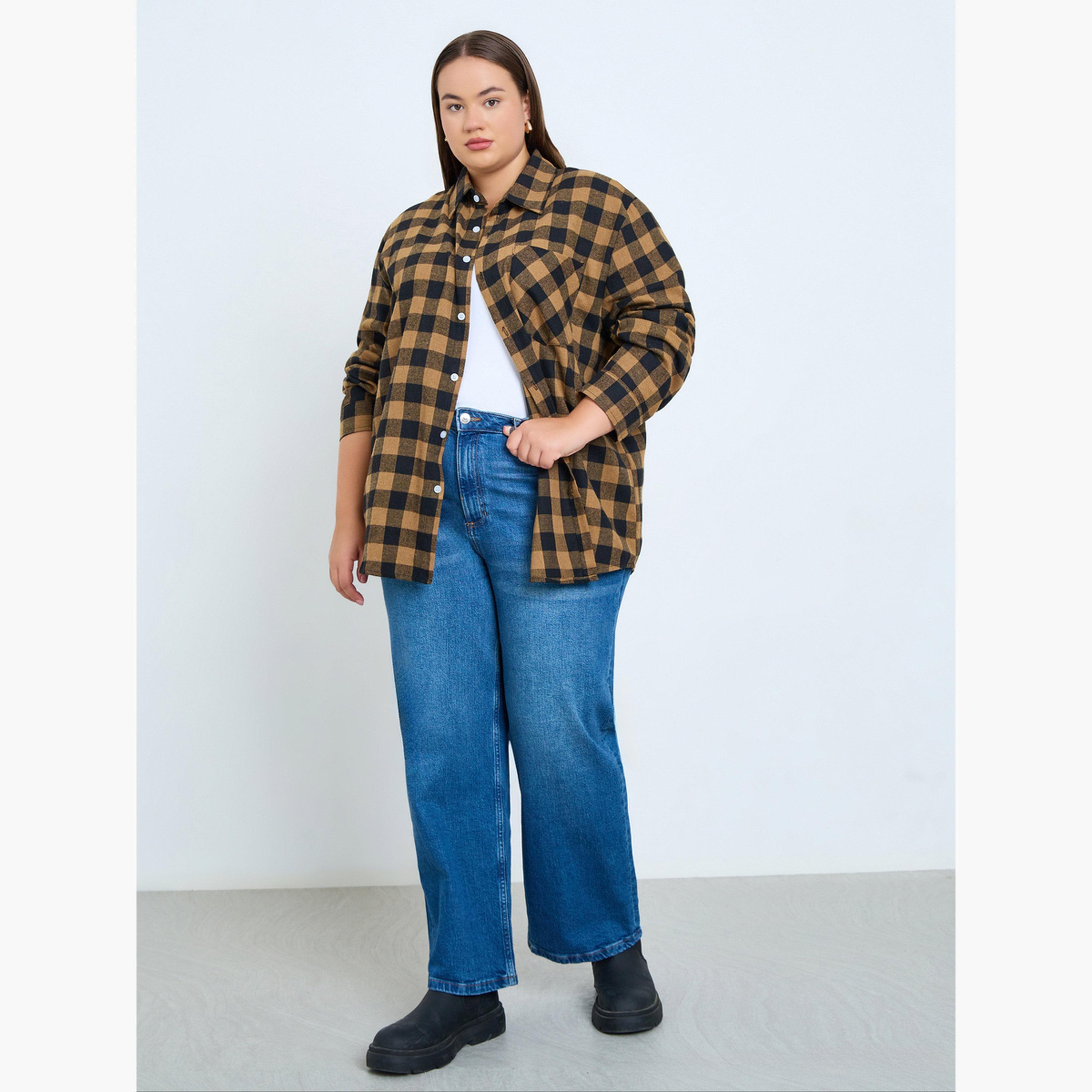 Styli Plus Size Plaid Flannel Oversized Shirt-women-clothing-shirtsandblouses-shirts-image-2