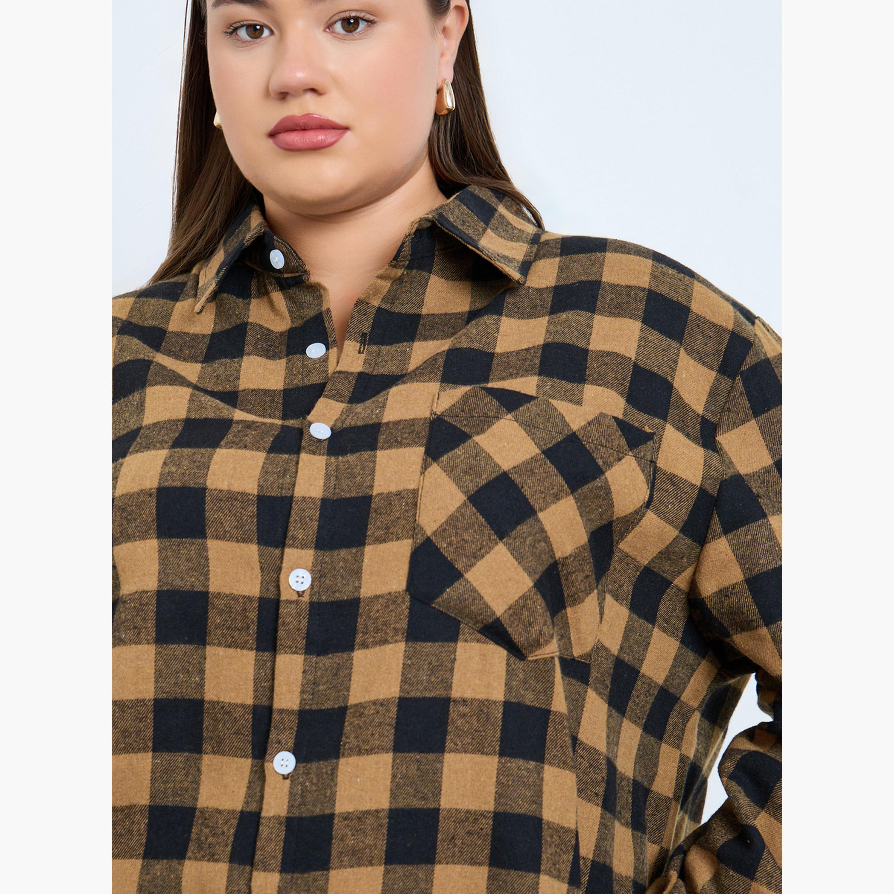 Styli Plus Size Plaid Flannel Oversized Shirt-women-clothing-shirtsandblouses-shirts-image-4