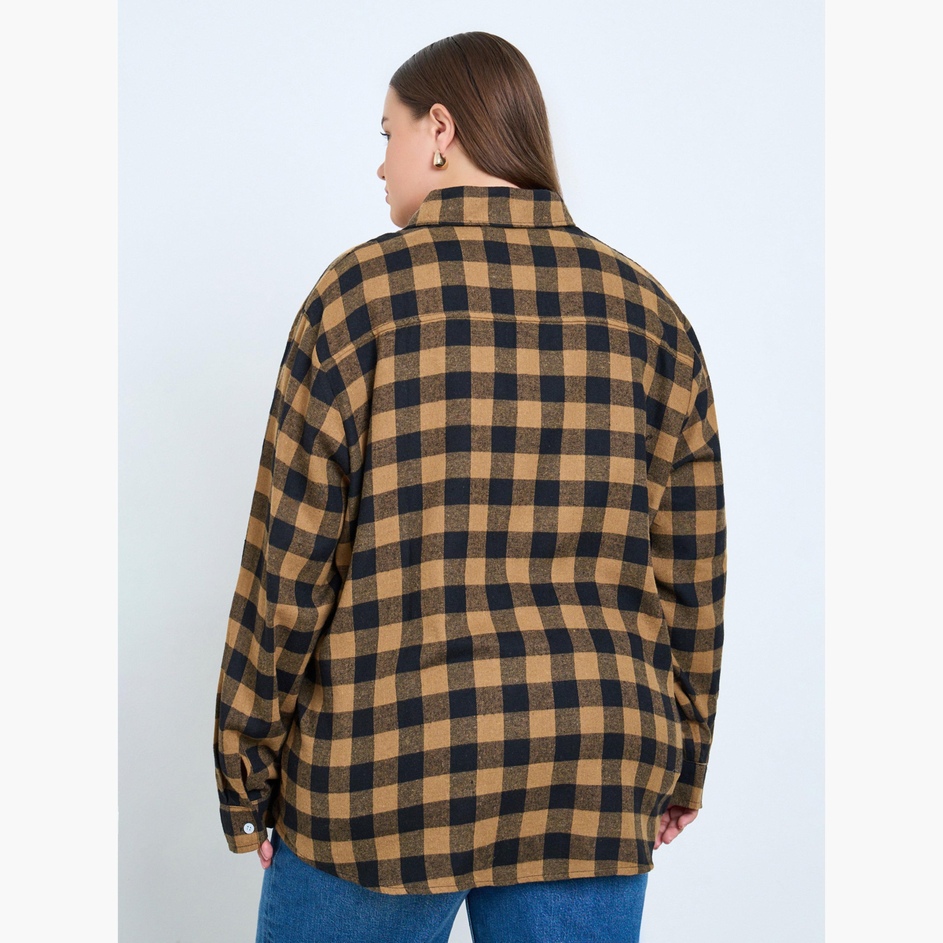 Styli Plus Size Plaid Flannel Oversized Shirt-women-clothing-shirtsandblouses-shirts-image-5