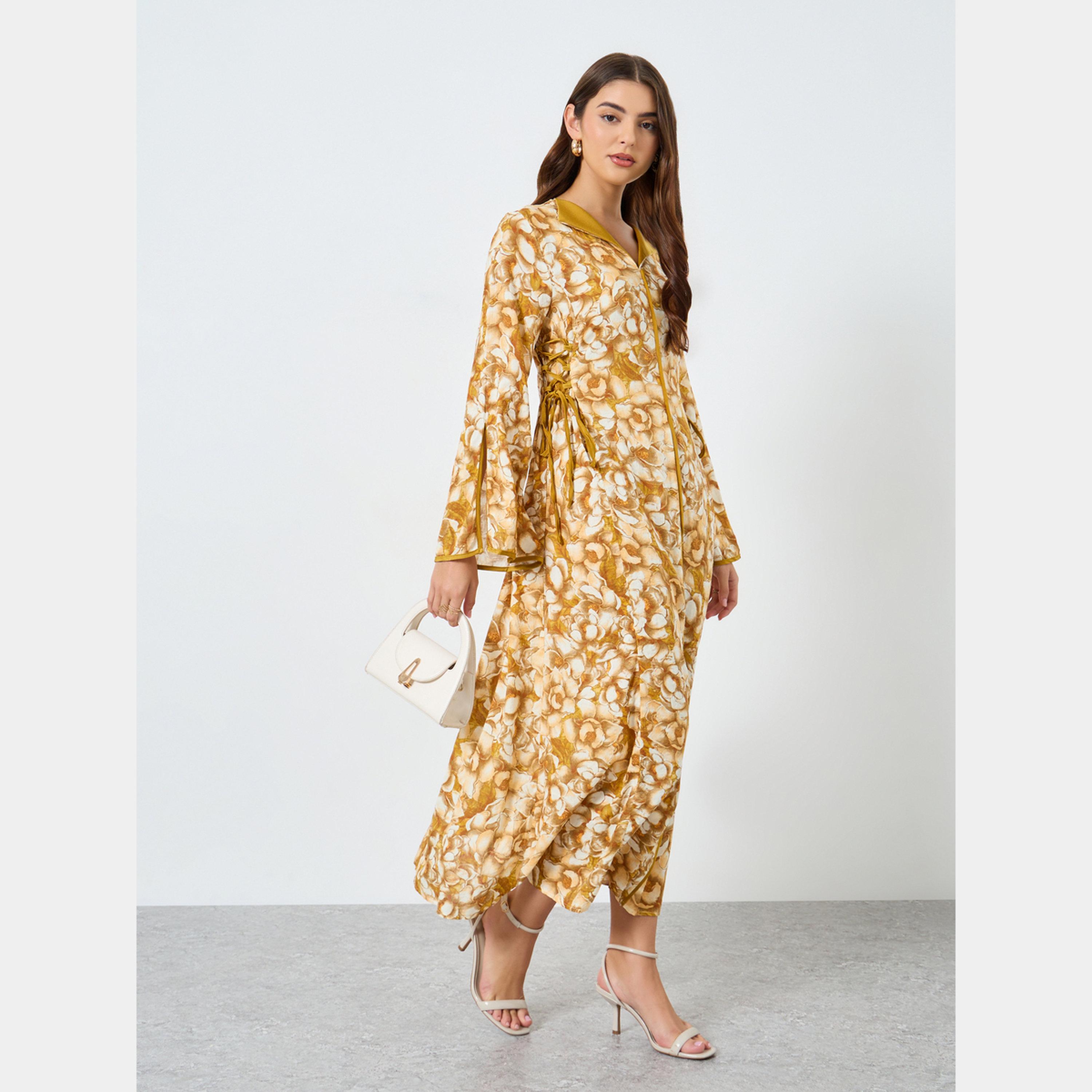 كينلي × ستايلي - فستان ماكسي نسائي بأكمام طويلة رقبة حرف V مطبوع بالكامل-women-clothing-dresses-image-2
