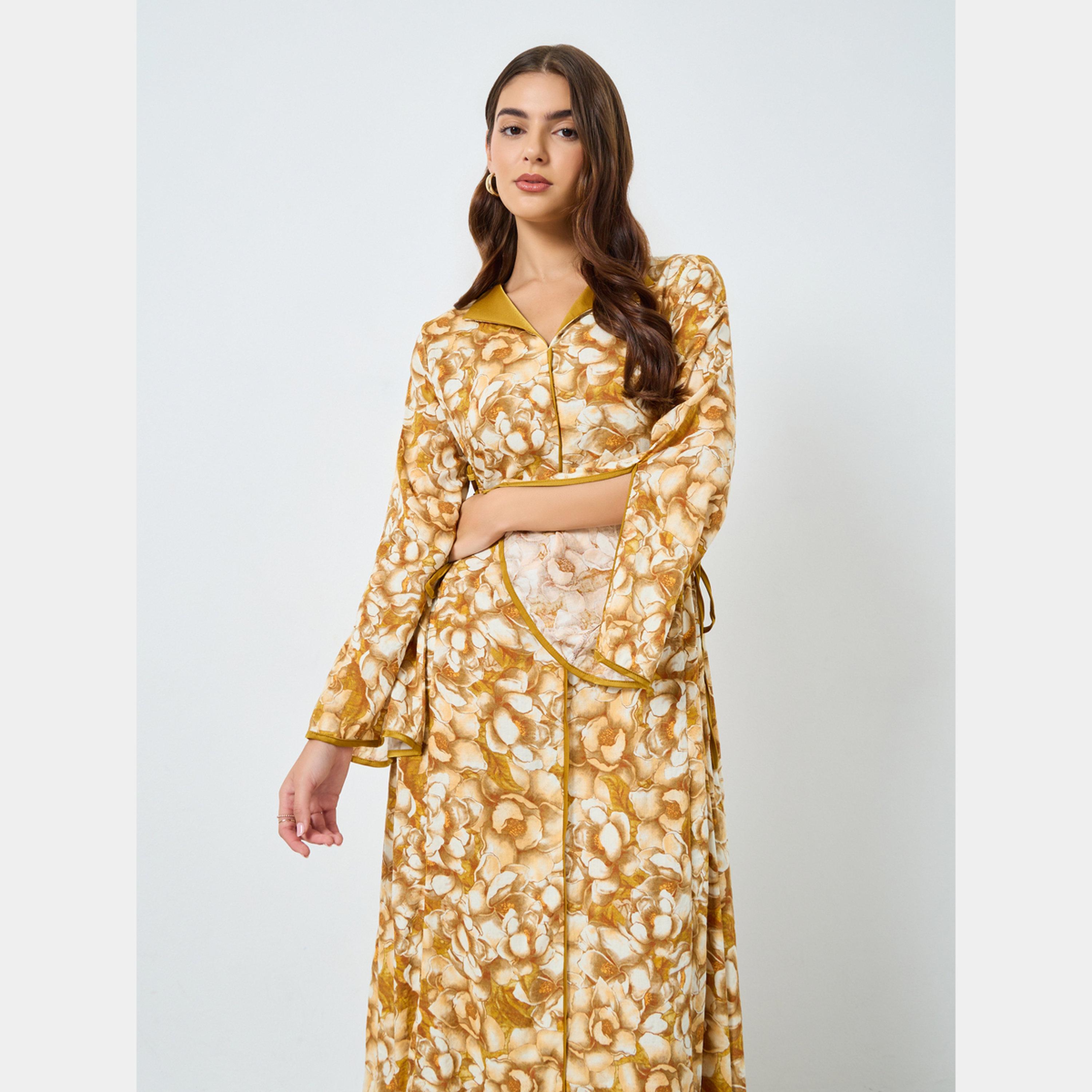 كينلي × ستايلي - فستان ماكسي نسائي بأكمام طويلة رقبة حرف V مطبوع بالكامل-women-clothing-dresses-image-3
