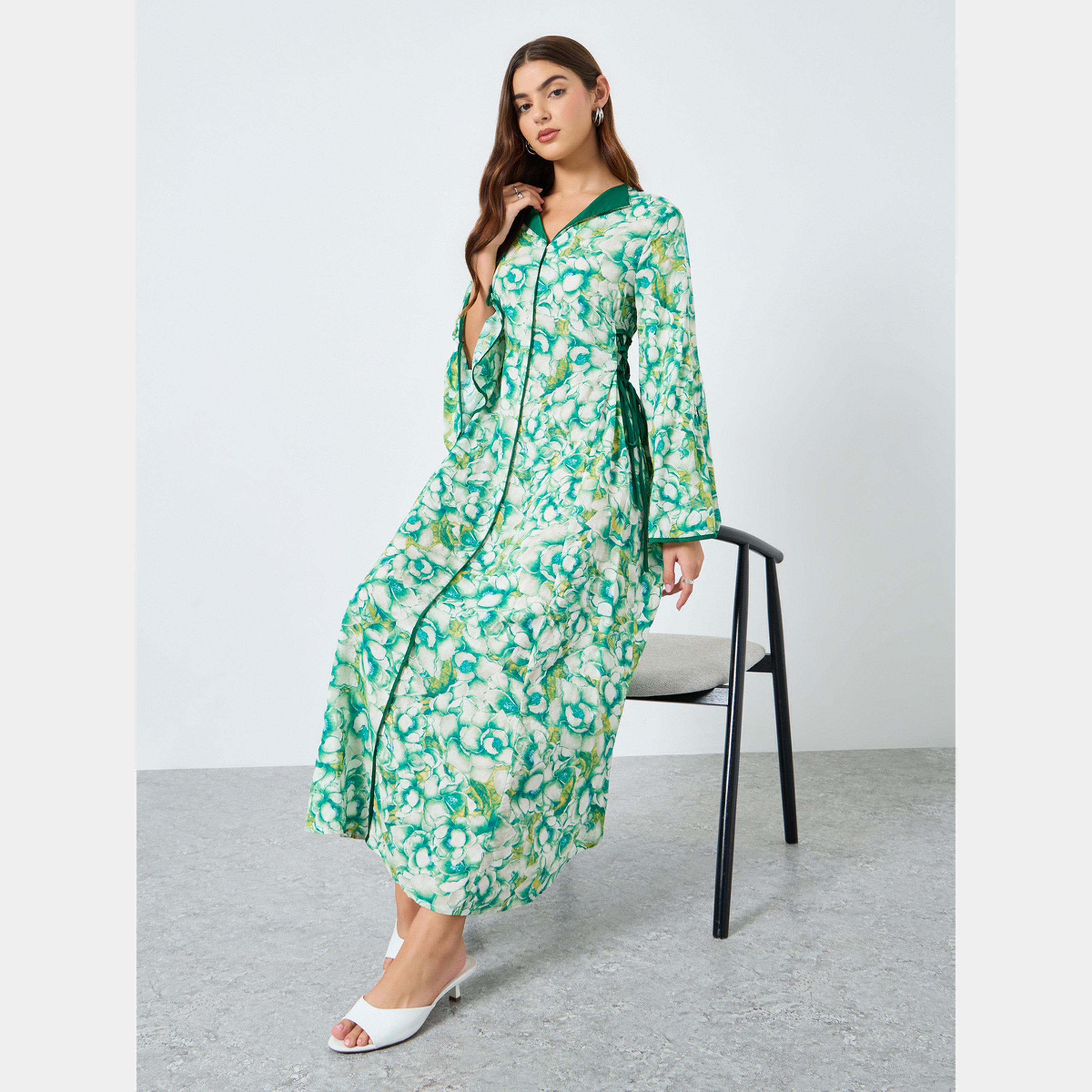 كينلي × ستايلي - فستان ماكسي نسائي بأكمام طويلة رقبة حرف V مطبوع بالكامل-women-clothing-dresses-image-2