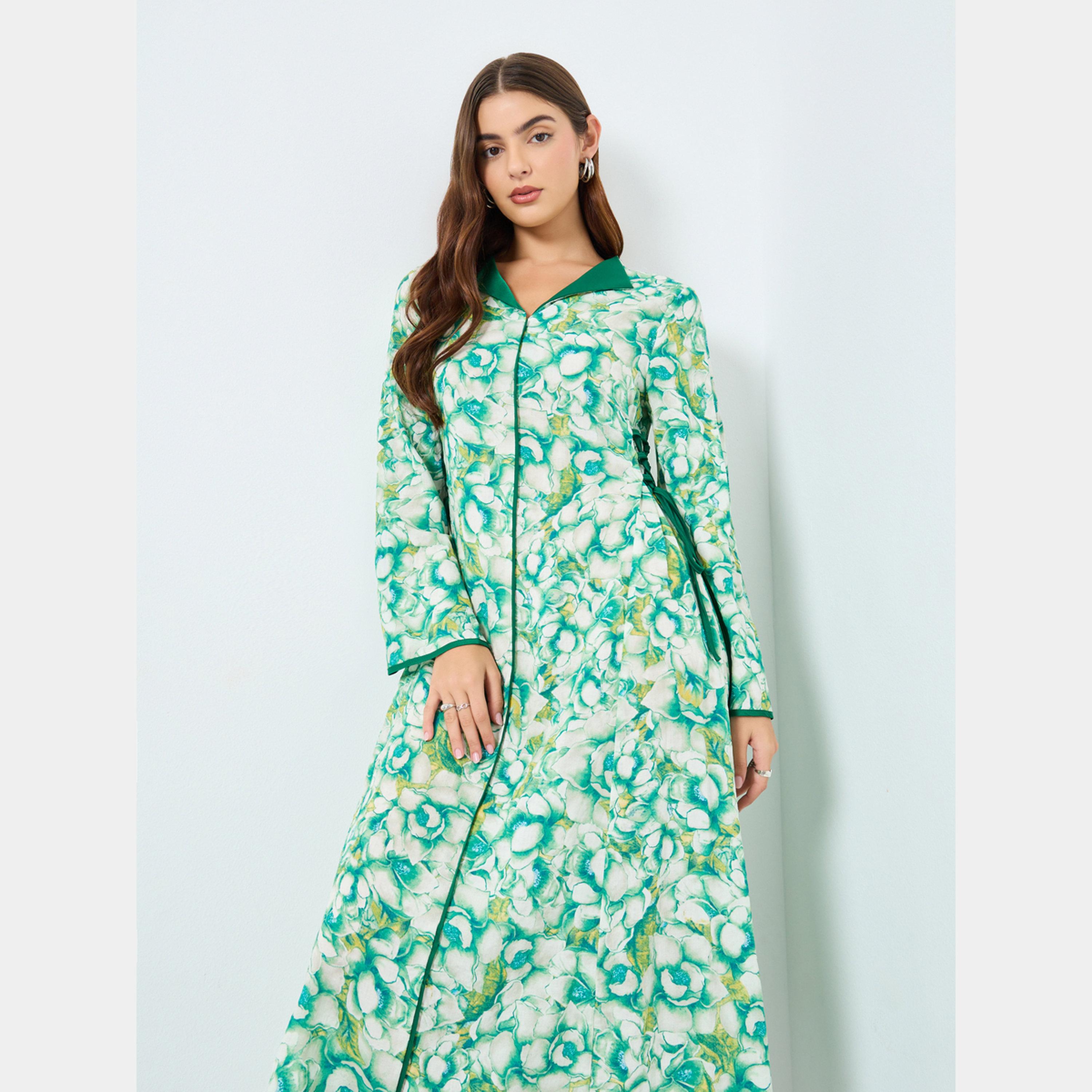 كينلي × ستايلي - فستان ماكسي نسائي بأكمام طويلة رقبة حرف V مطبوع بالكامل-women-clothing-dresses-image-3