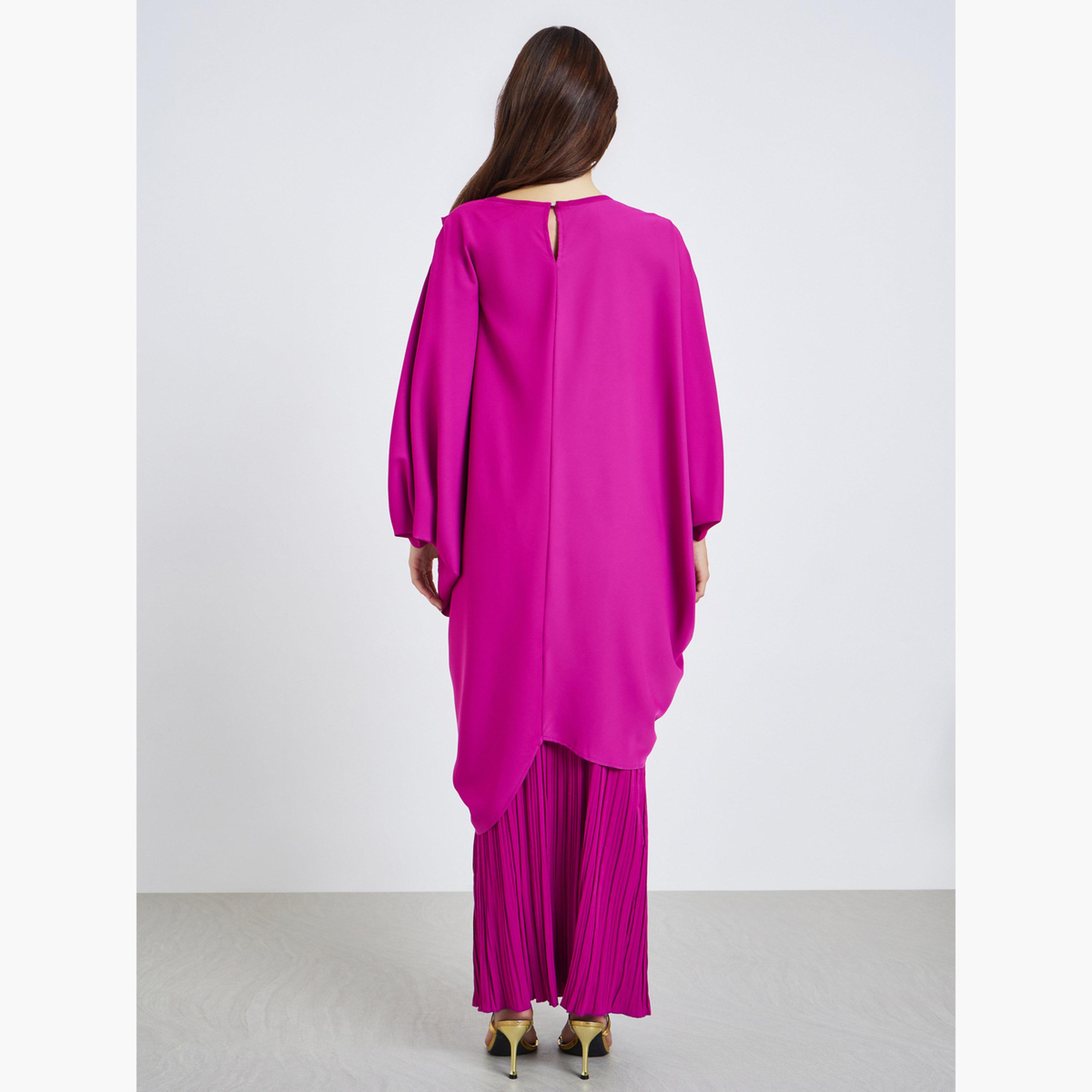 Keenly X Styli Women Wrap Front Top and Pleated Skirt Co-Ords-women-clothing-coordsets-image-5