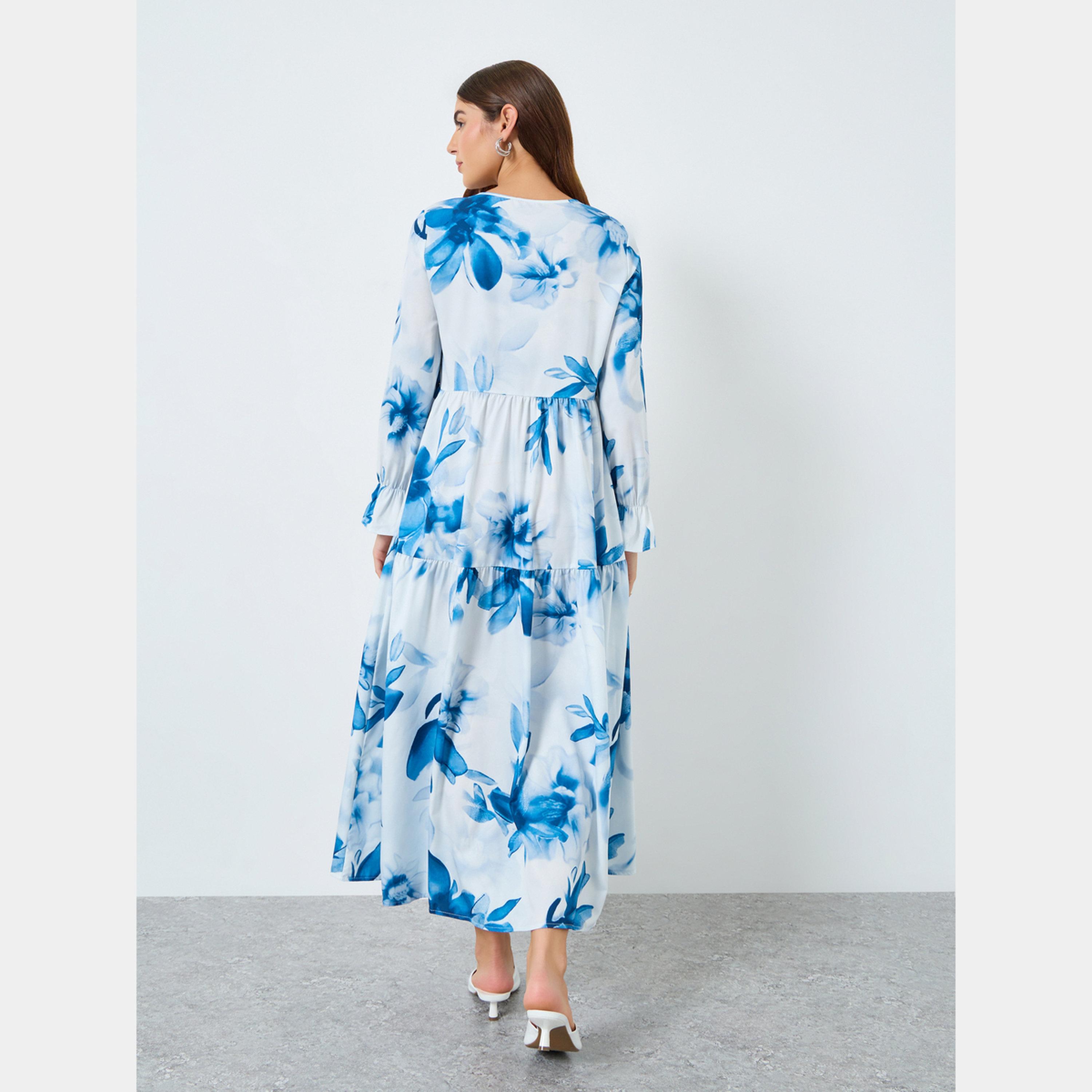 كينلي × ستايلي - فستان نسائي متوسط ​​الطول بأكمام طويلة وياقة مربوطة طباعة زهور-women-clothing-dresses-image-5