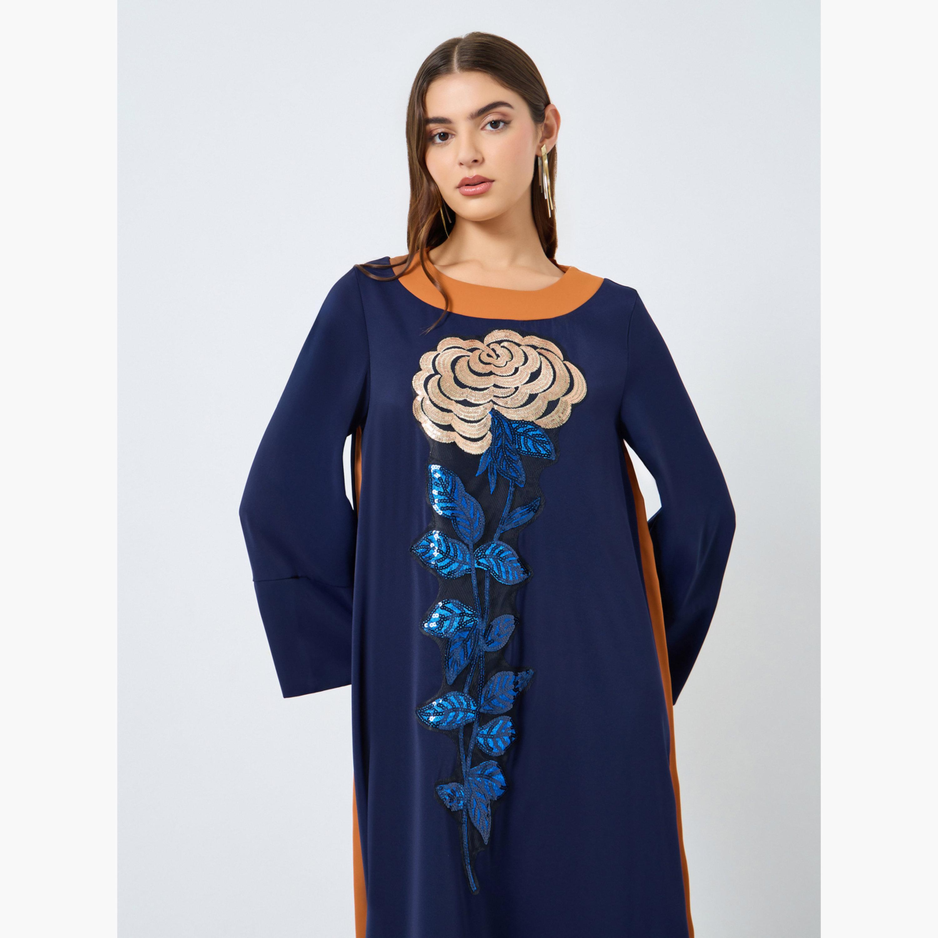 Keenly X Styli Sequin Embellished Long Sleeve Jalabiya-women-arabicclothing-jalabiyas-image-3