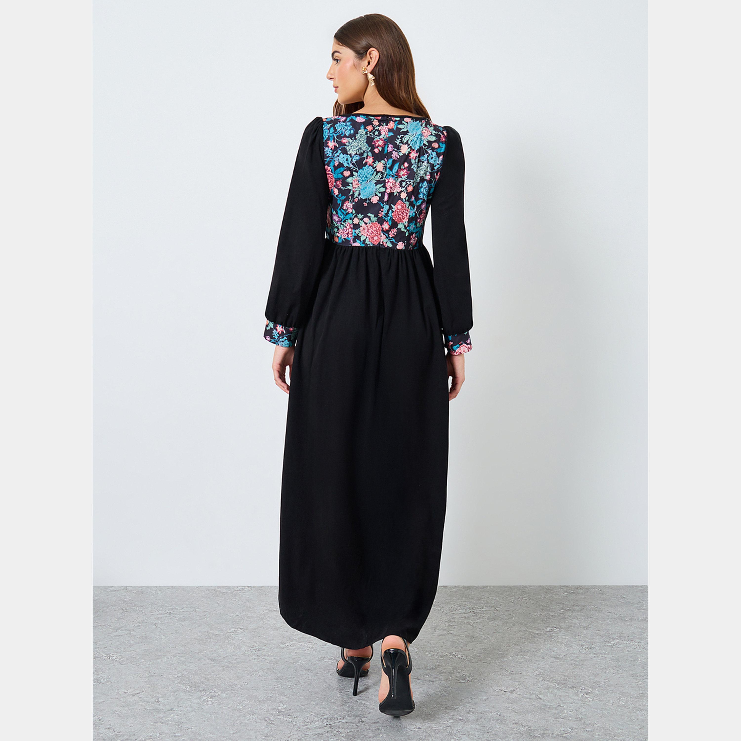 كينلي × ستايلي - فستان نسائي متوسط ​​الطول برقبة مربعة وأكمام منفوخة طباعةزهور-women-clothing-dresses-image-4