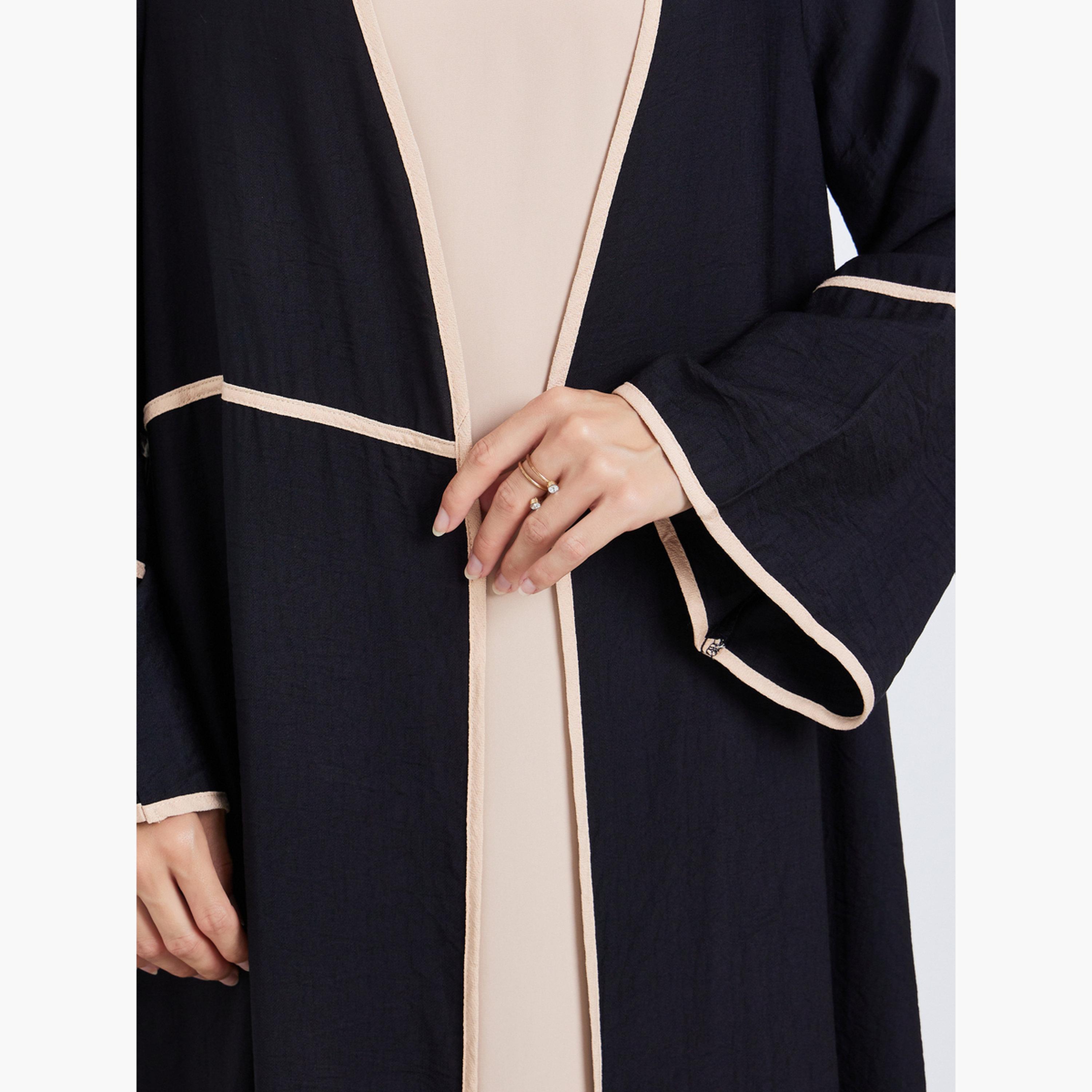 Keenly X Styli Women Contrast Detail Long Sleeve Abaya and Dress Co-Ords-women-clothing-coordsets-image-4