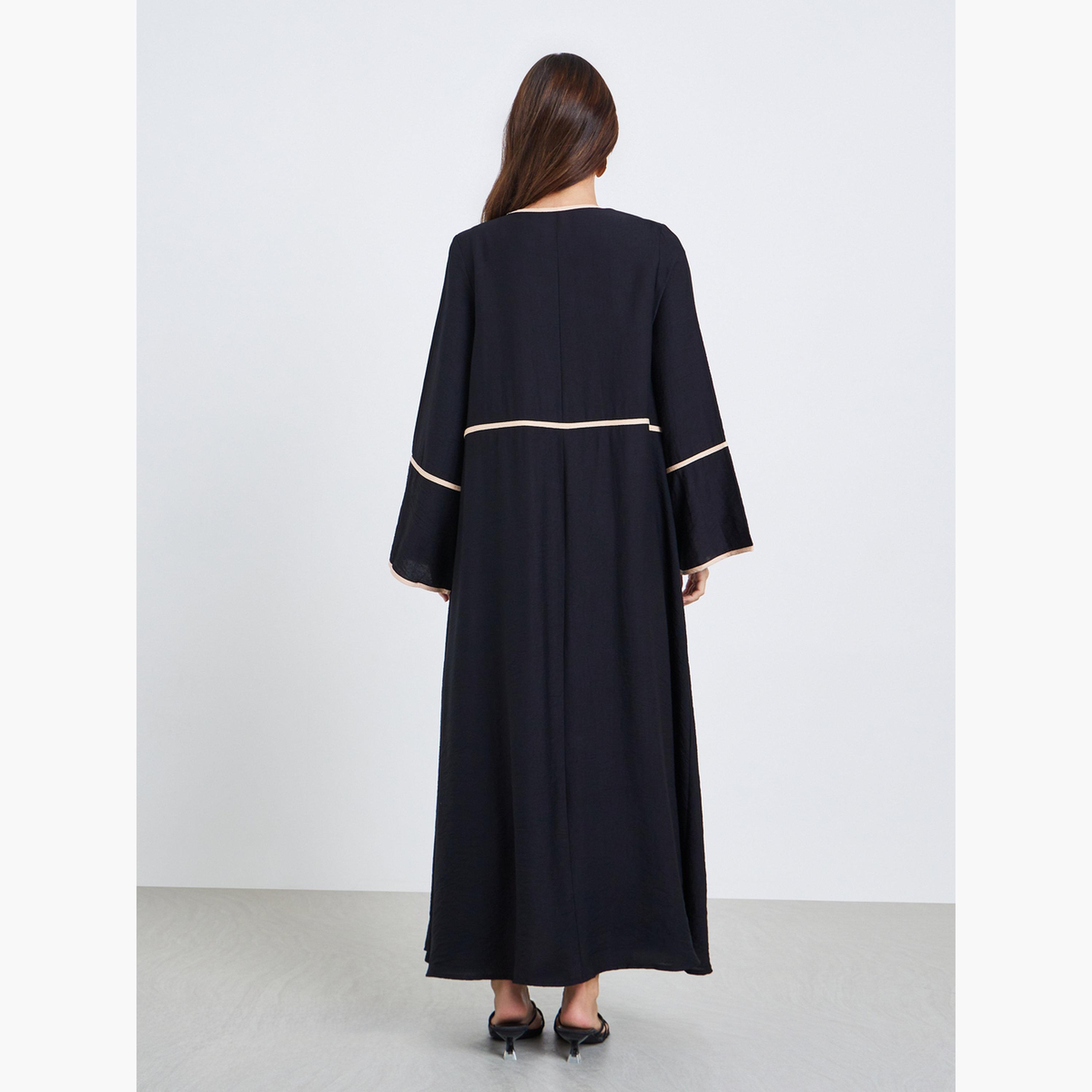 Keenly X Styli Women Contrast Detail Long Sleeve Abaya and Dress Co-Ords-women-clothing-coordsets-image-5