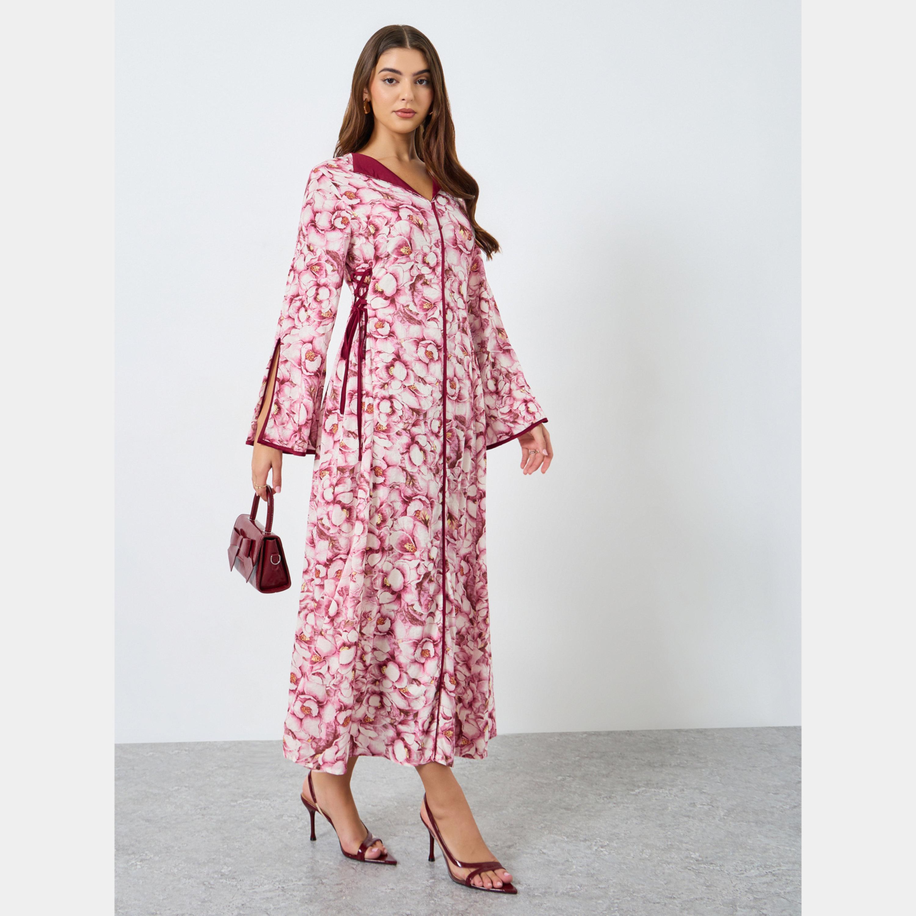 كينلي × ستايلي - فستان ماكسي نسائي بأكمام طويلة رقبة حرف V مطبوع بالكامل-women-clothing-dresses-image-2