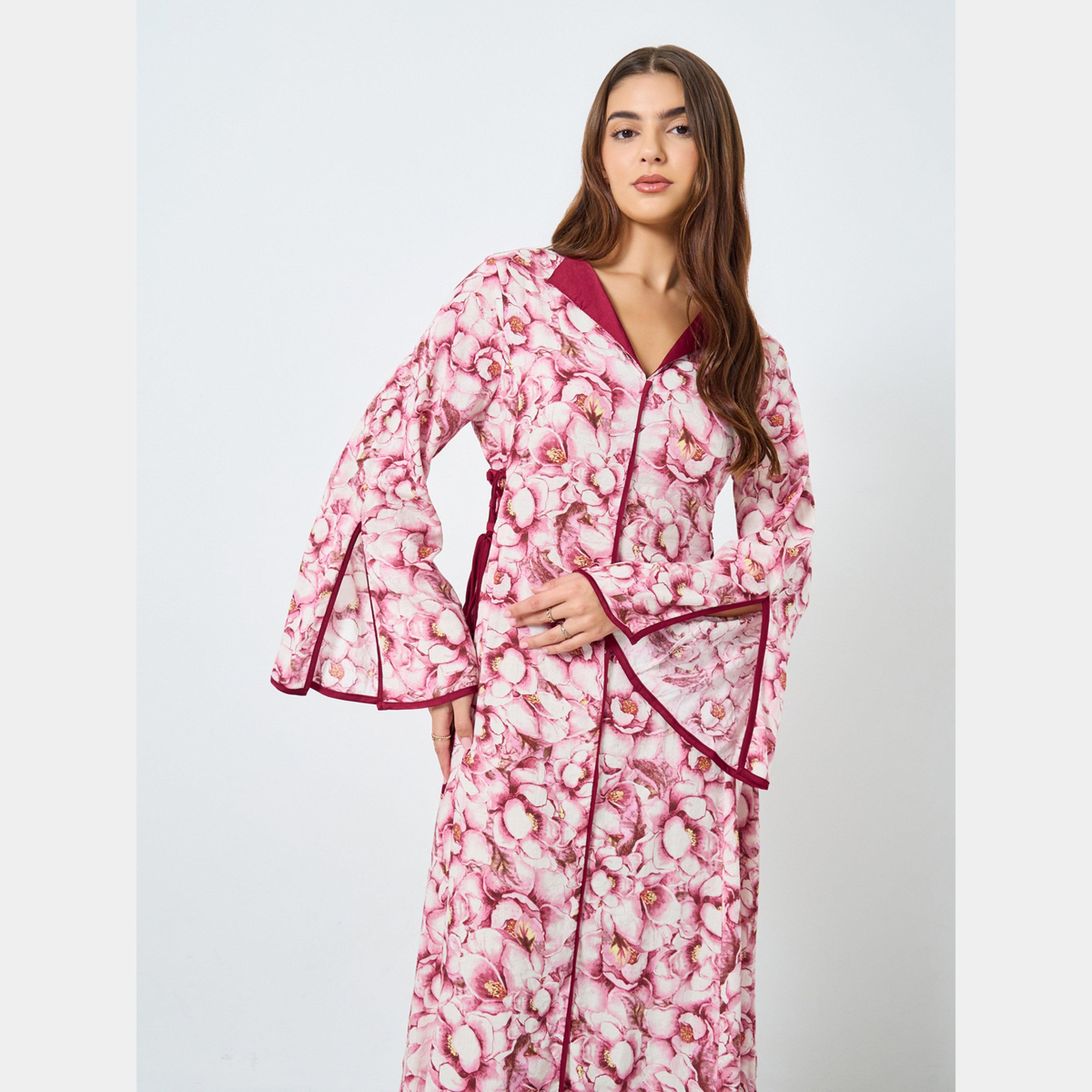كينلي × ستايلي - فستان ماكسي نسائي بأكمام طويلة رقبة حرف V مطبوع بالكامل-women-clothing-dresses-image-3