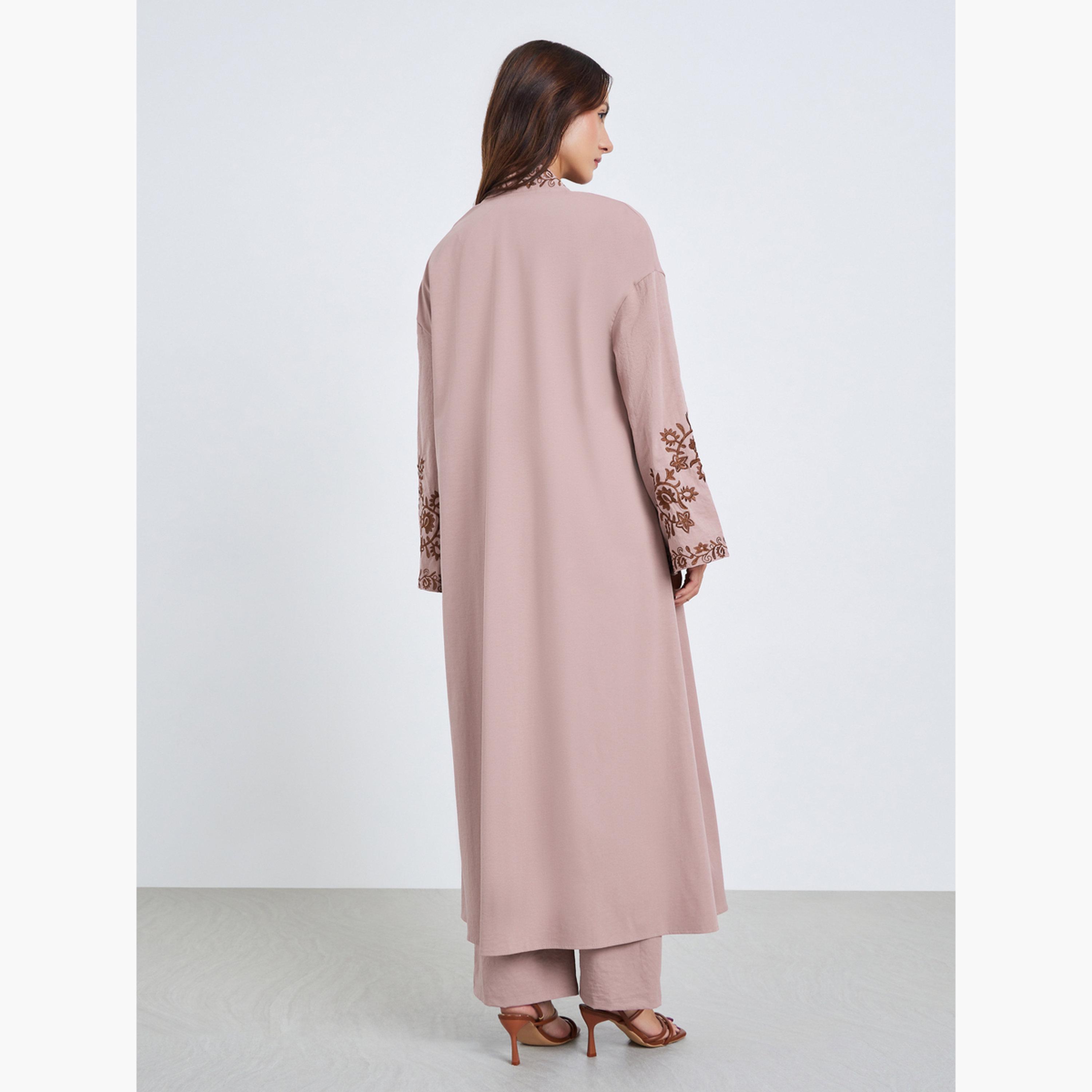 Keenly X Styli Women Embroidery Detail Long Sleeve Abaya and Pants Co-Ords-women-clothing-coordsets-image-5