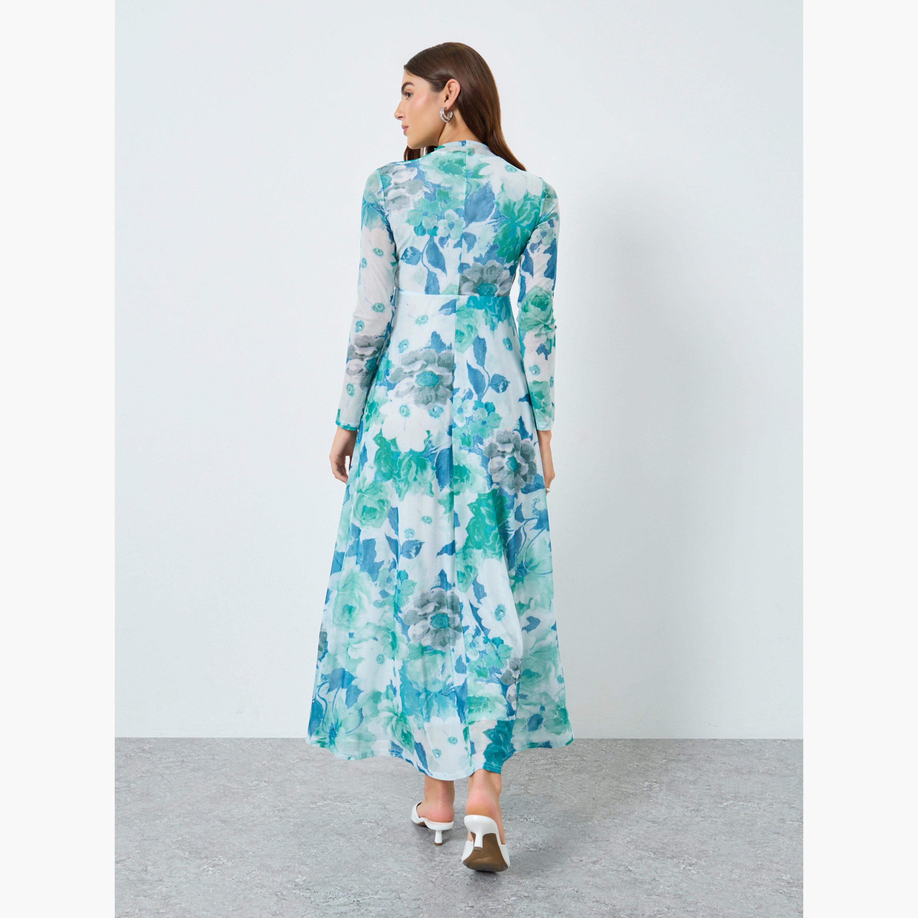 فستان طويل بطبعة زهور وأكمام طويلة-women-clothing-dresses-image-3