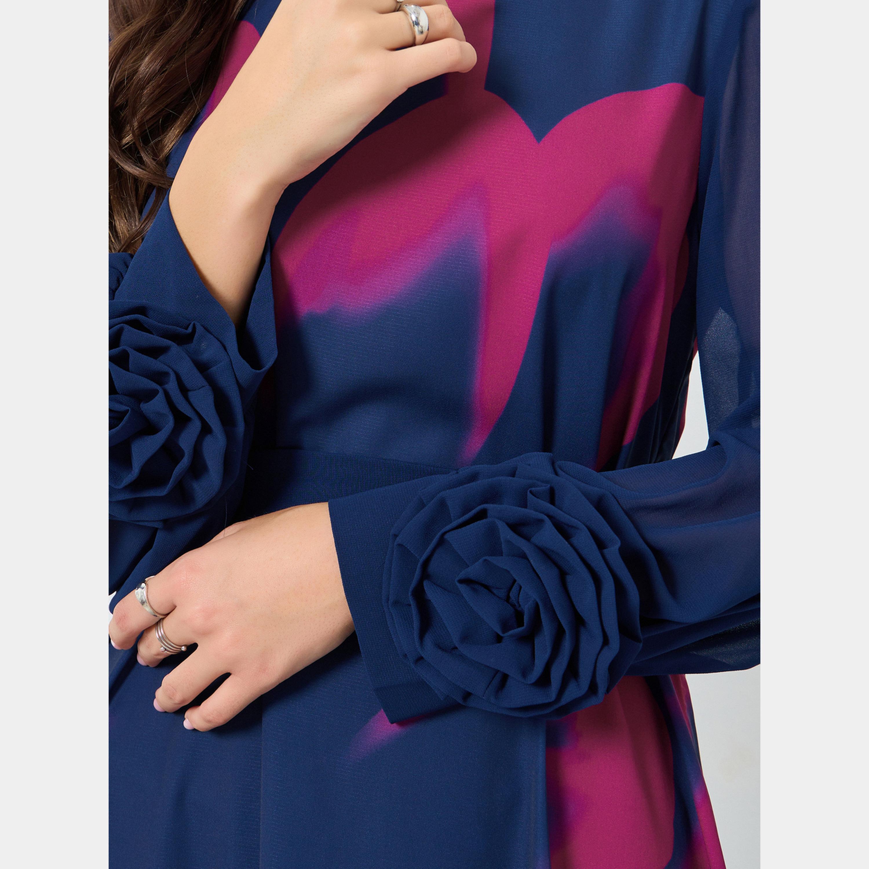 كينلي × ستايلي - فستان ماكسي نسائي بحزام ورقبة دائرية وأكمام طويلة طباعة زهور-women-clothing-dresses-image-3