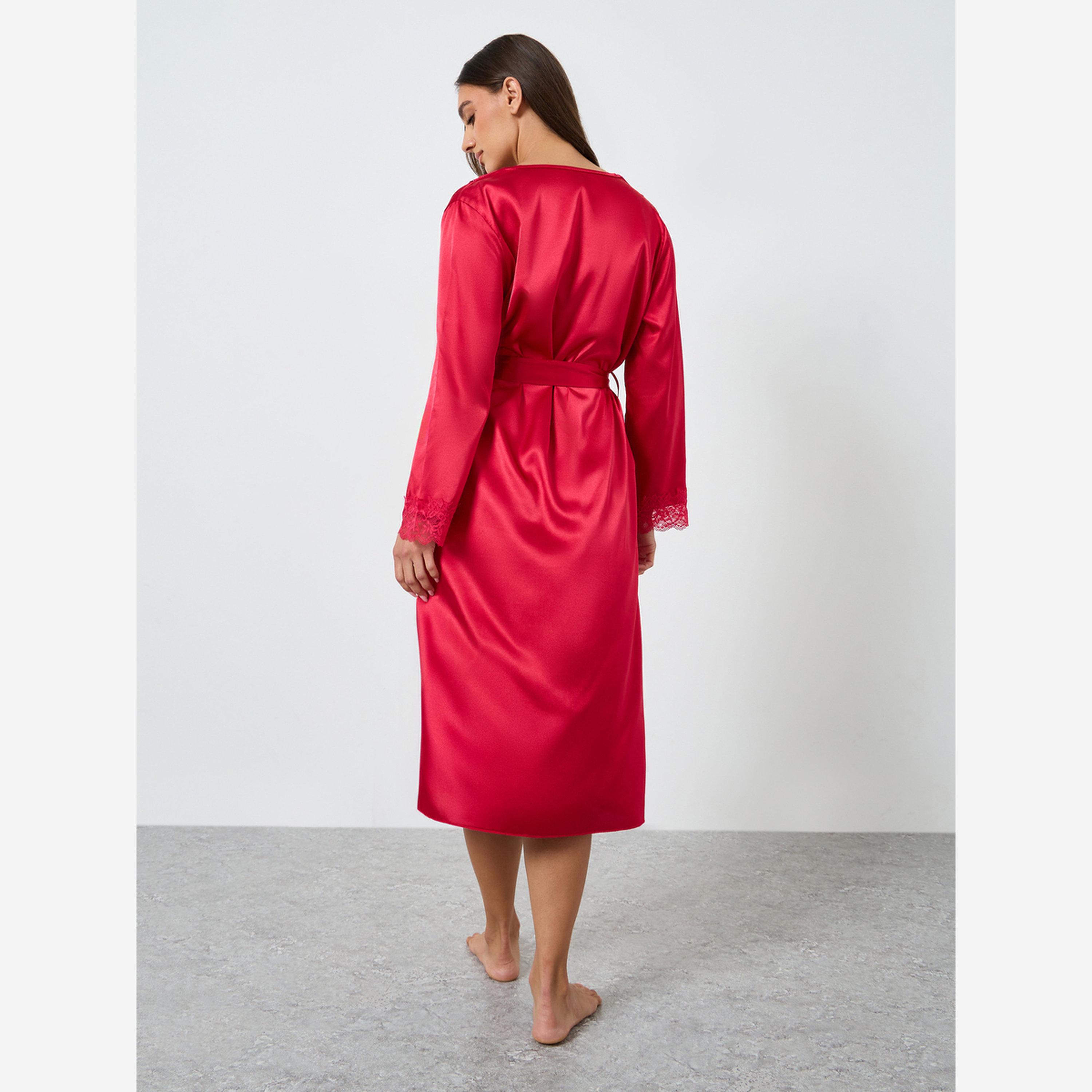 Take Two Red Satin Robe and Nightdress Set-women-clothing-nightwear-robes-image-6