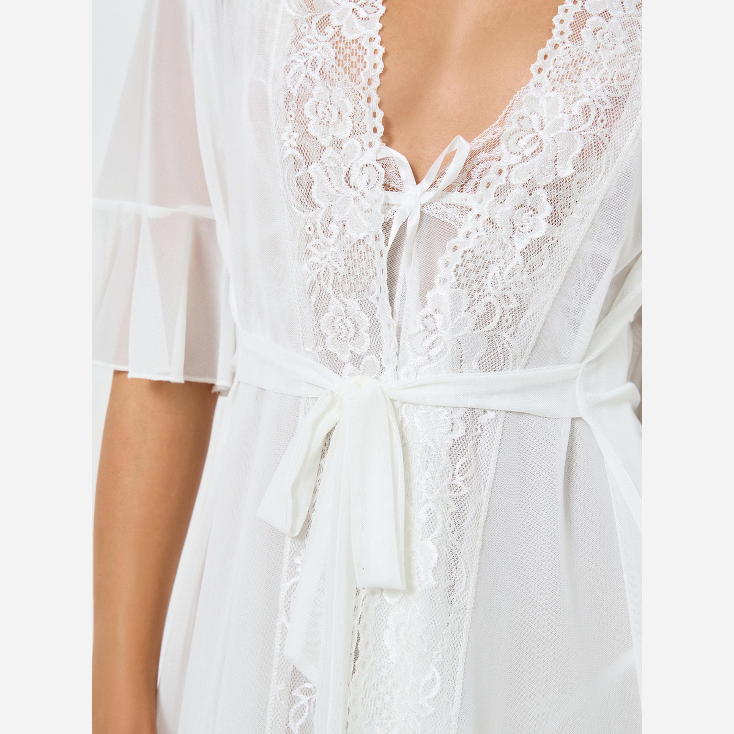 تيك تو - روب وفستان داخلي أكمام واسعة من الدانتيل المشبك-women-clothing-nightwear-robes-image-4