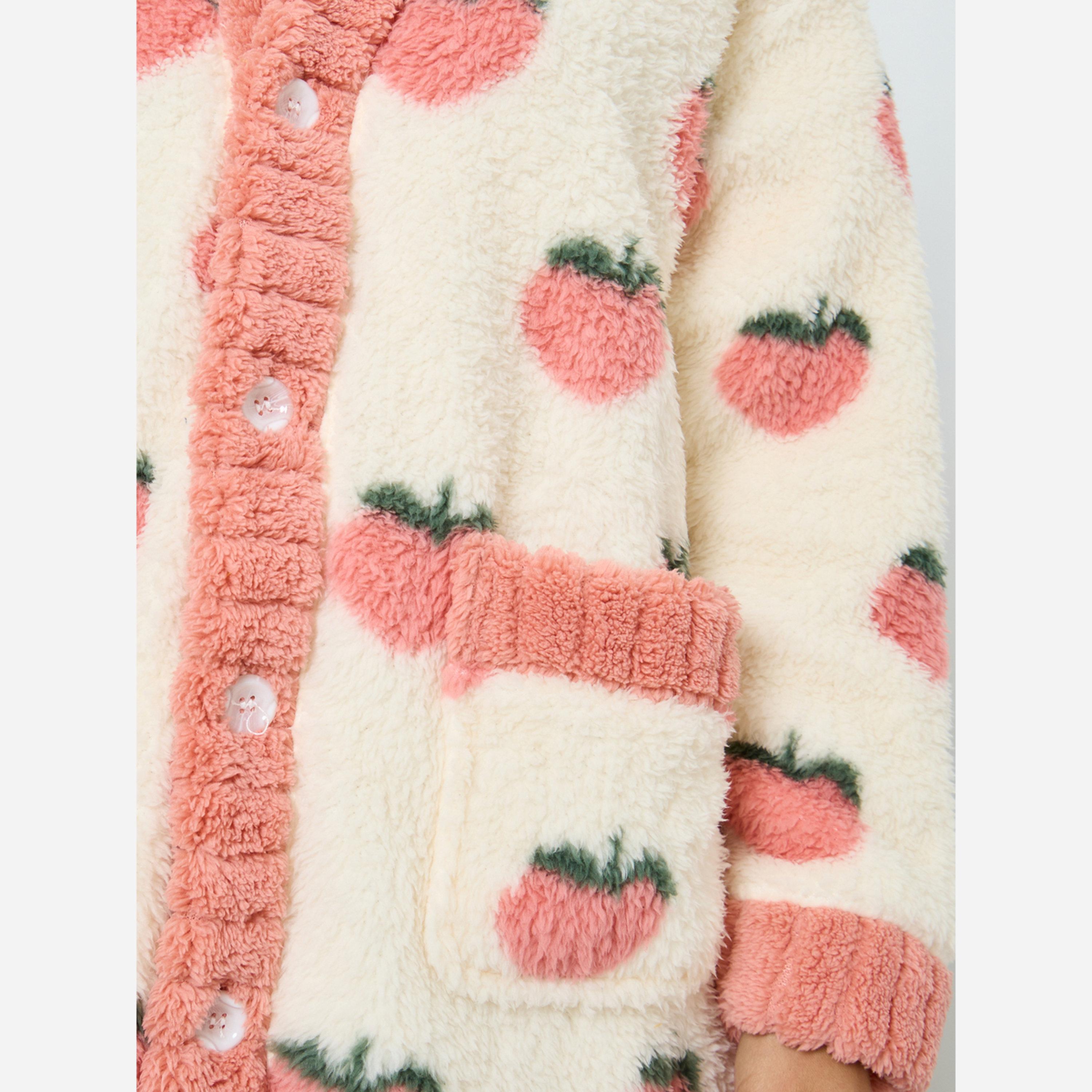Take Two Women Strawberry Graphic Printed Button Front Robe-women-clothing-nightwear-robes-image-3
