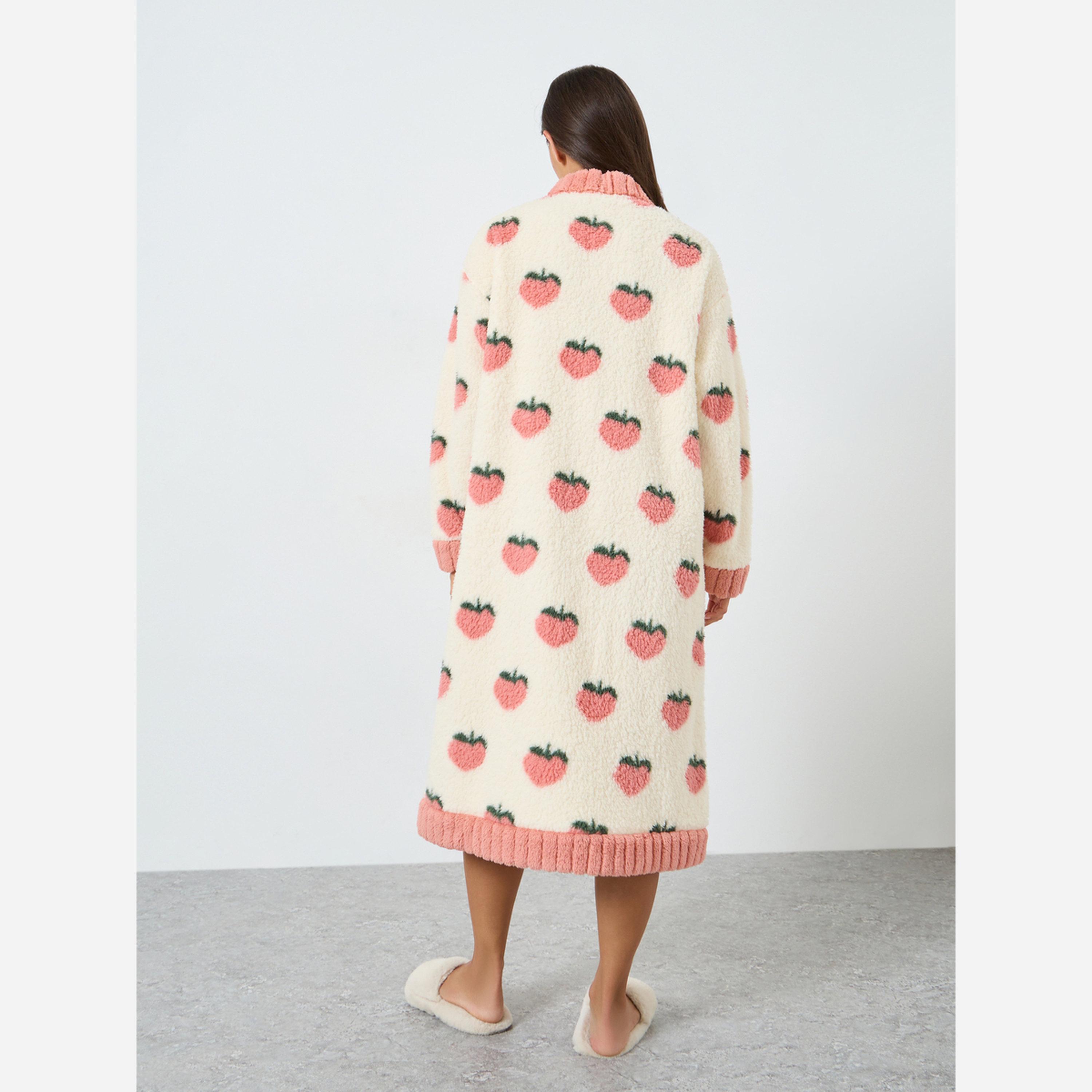 Take Two Women Strawberry Graphic Printed Button Front Robe-women-clothing-nightwear-robes-image-4
