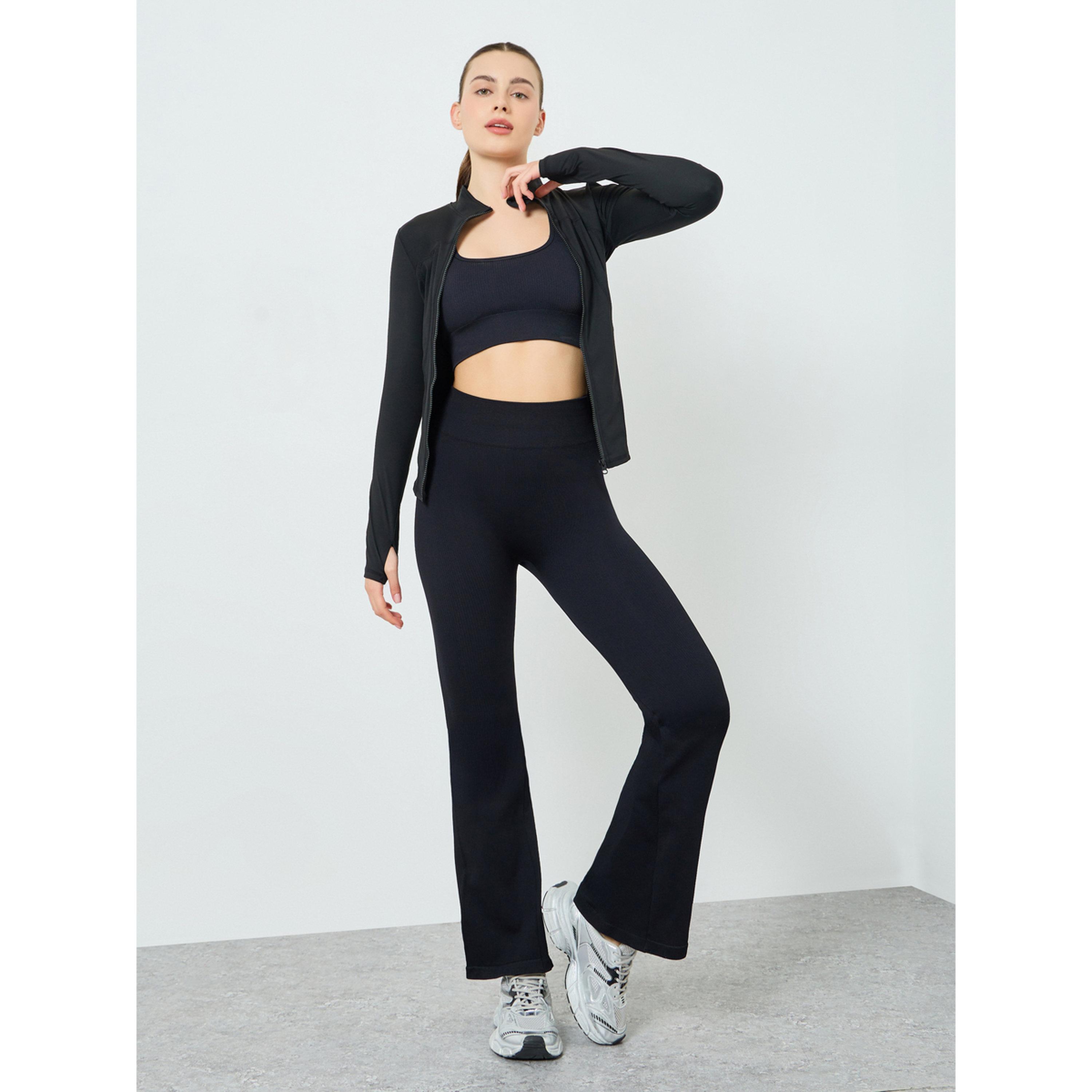 Styli Women Black Broad Contour Thumbhole Jacket-women-clothing-sportswearandactivewear-coatsandjackets-jackets-image-2
