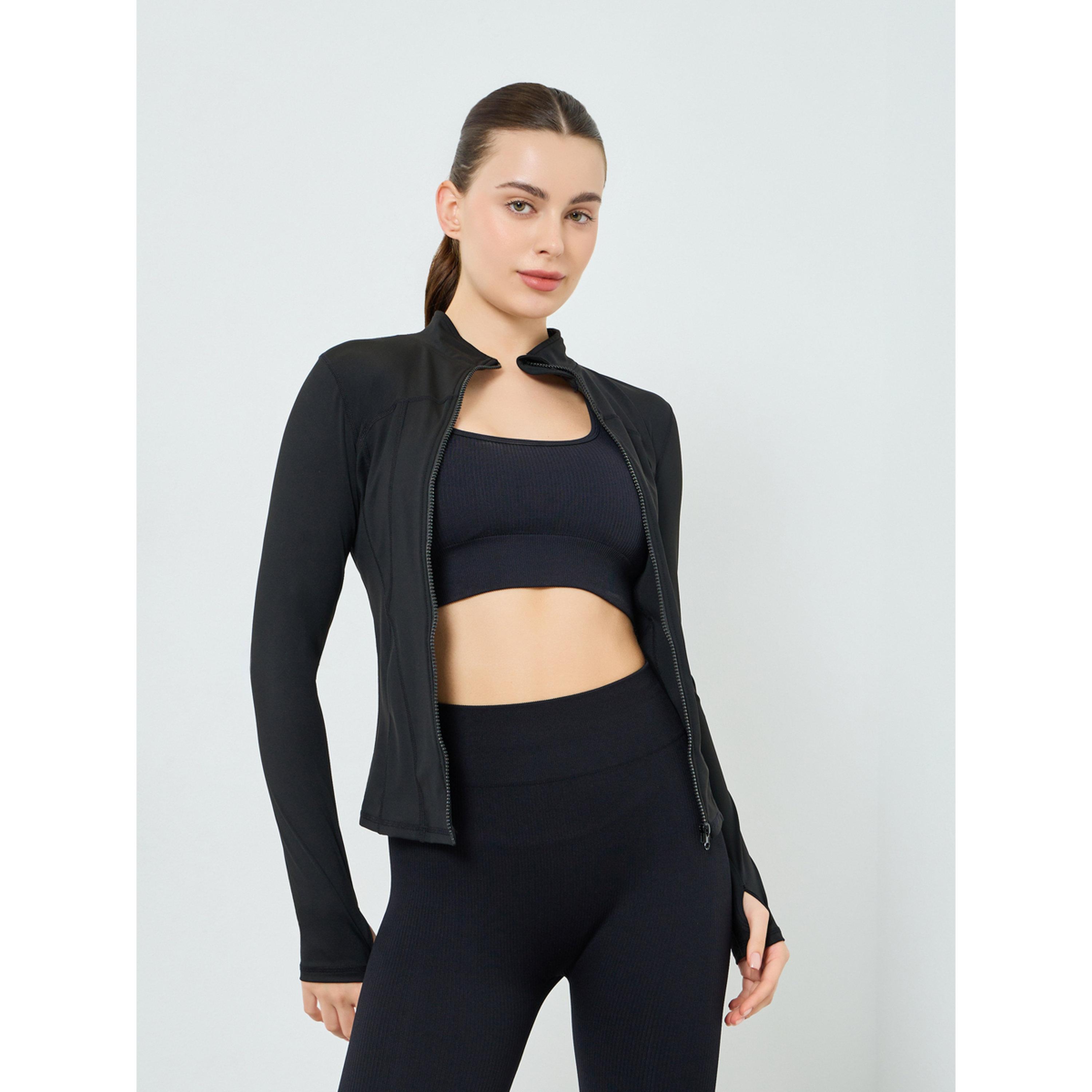 جاكيت بفتحات إبهام وتفاصيل بارزة للنساء-women-clothing-sportswearandactivewear-coatsandjackets-jackets-image-3
