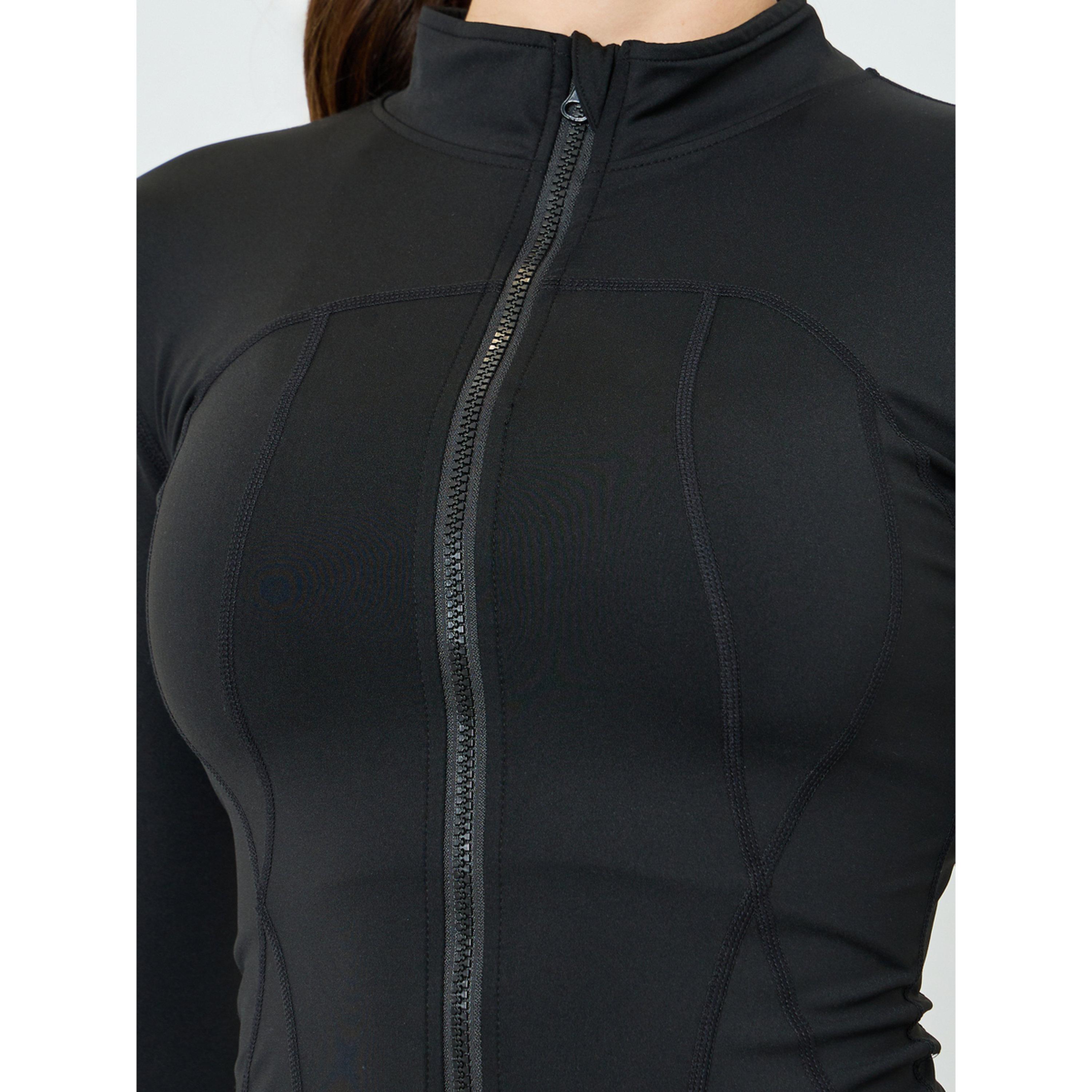 Styli Women Black Broad Contour Thumbhole Jacket-women-clothing-sportswearandactivewear-coatsandjackets-jackets-image-5